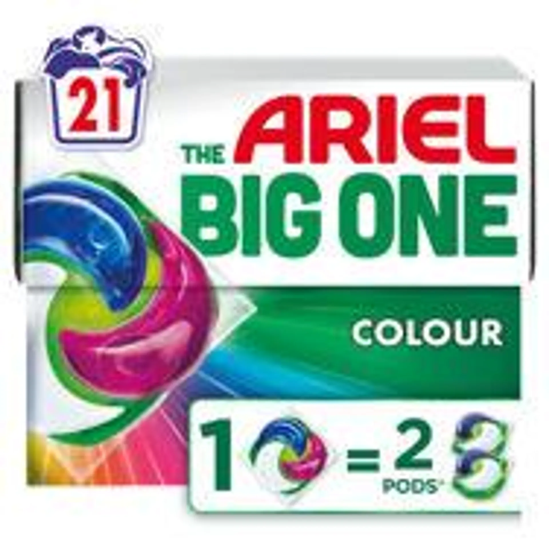 Ariel The Big One PODS, Washing Liquid Capsules 21 Washes, Colour