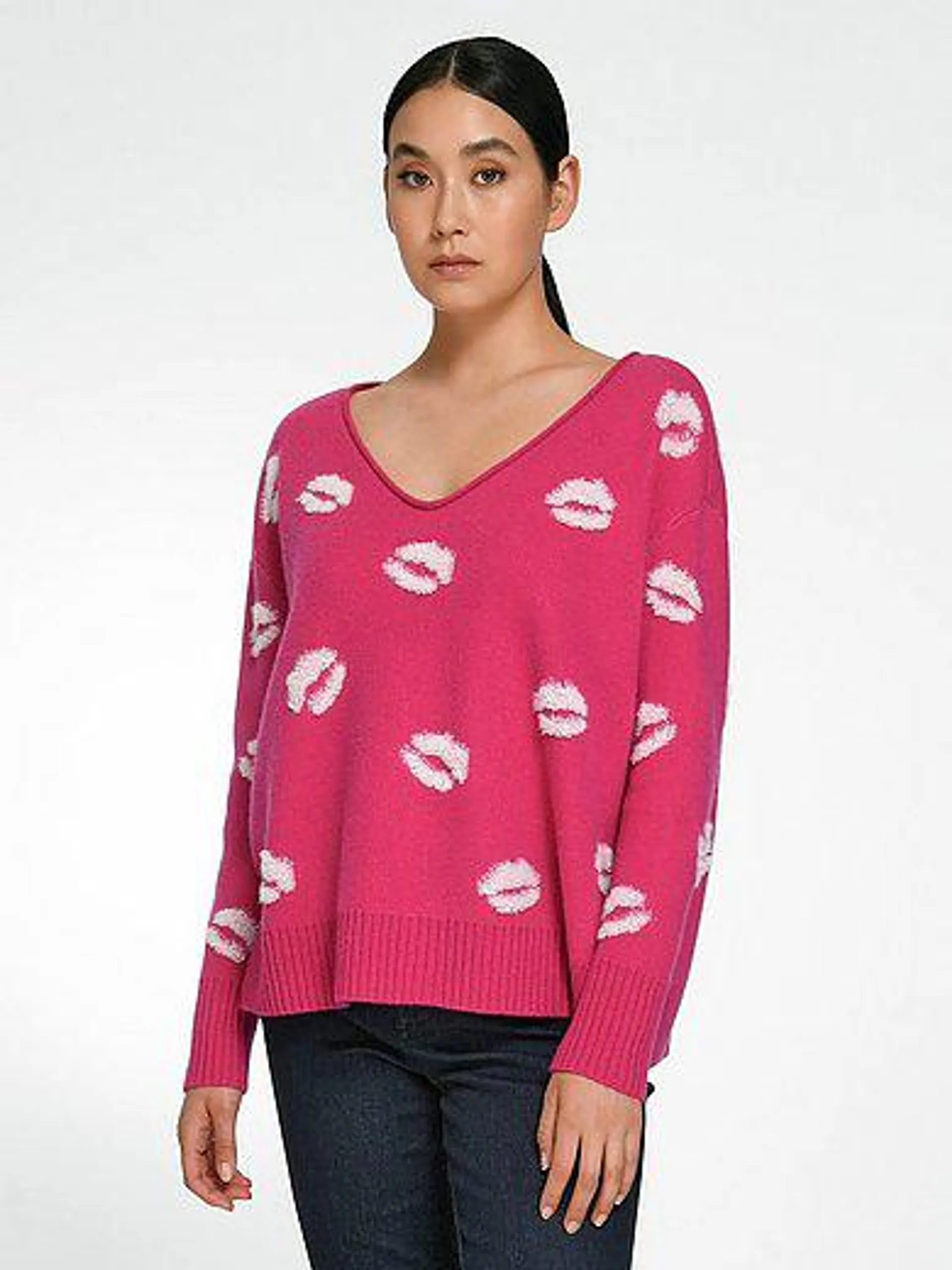 V-neck jumper made of 100% cashmere