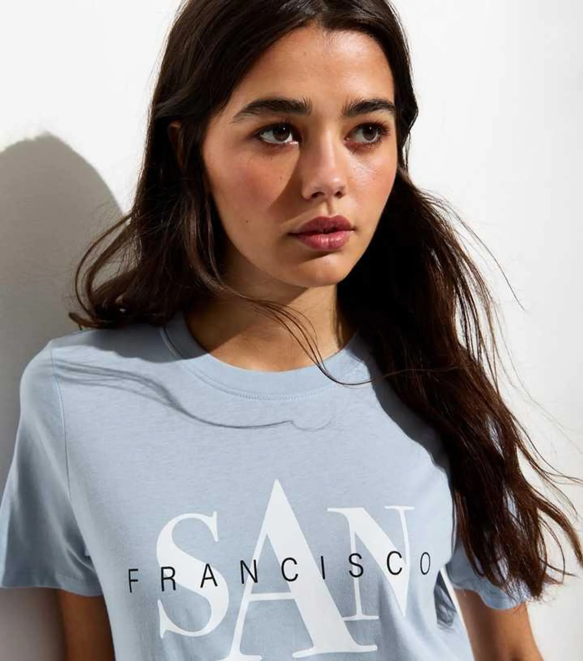 Pale Blue San Francisco Print Cotton T-Shirt