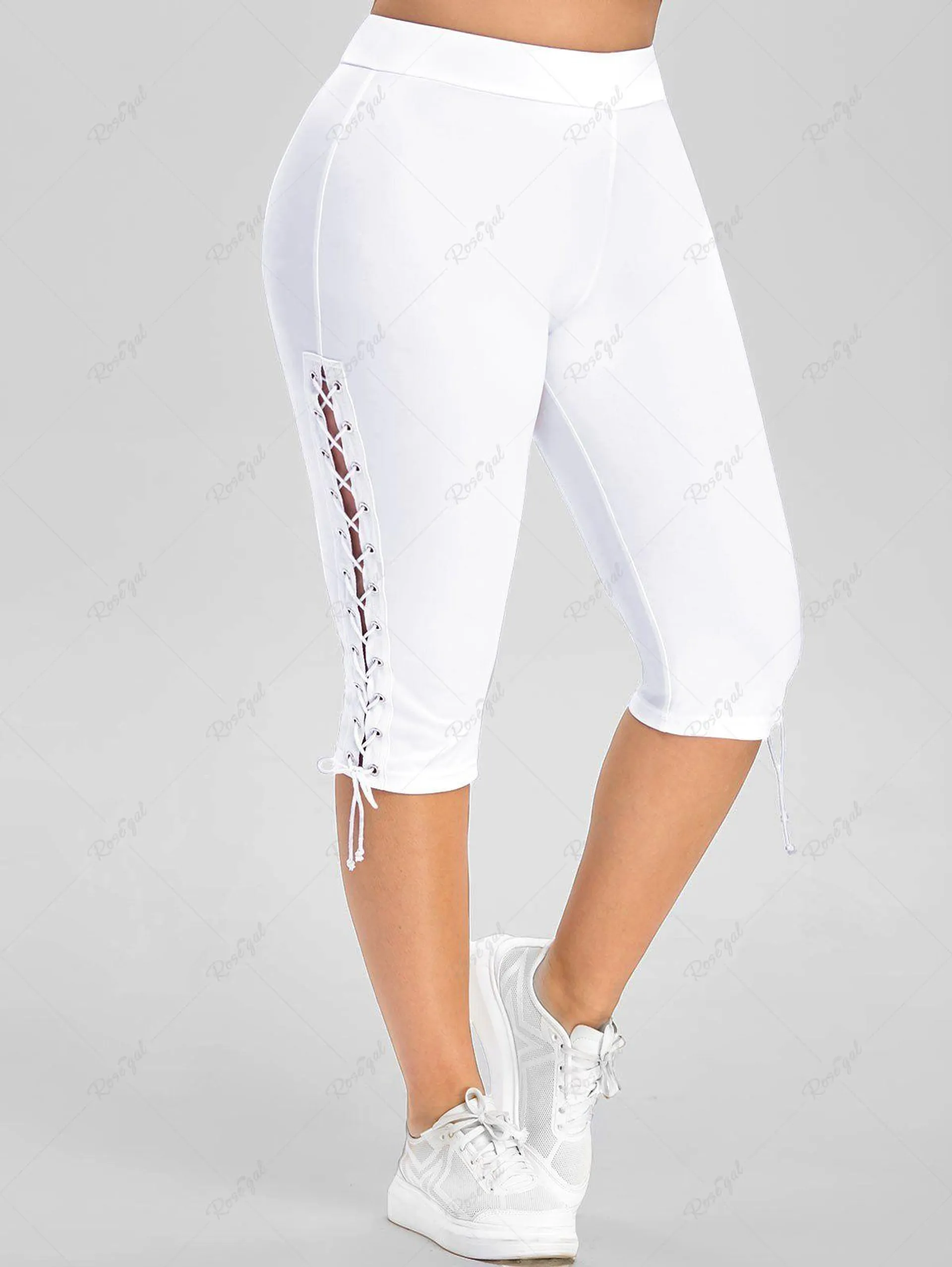 Plus Size High Waisted Lace Up Capri Pants - 3x | Us 22-24