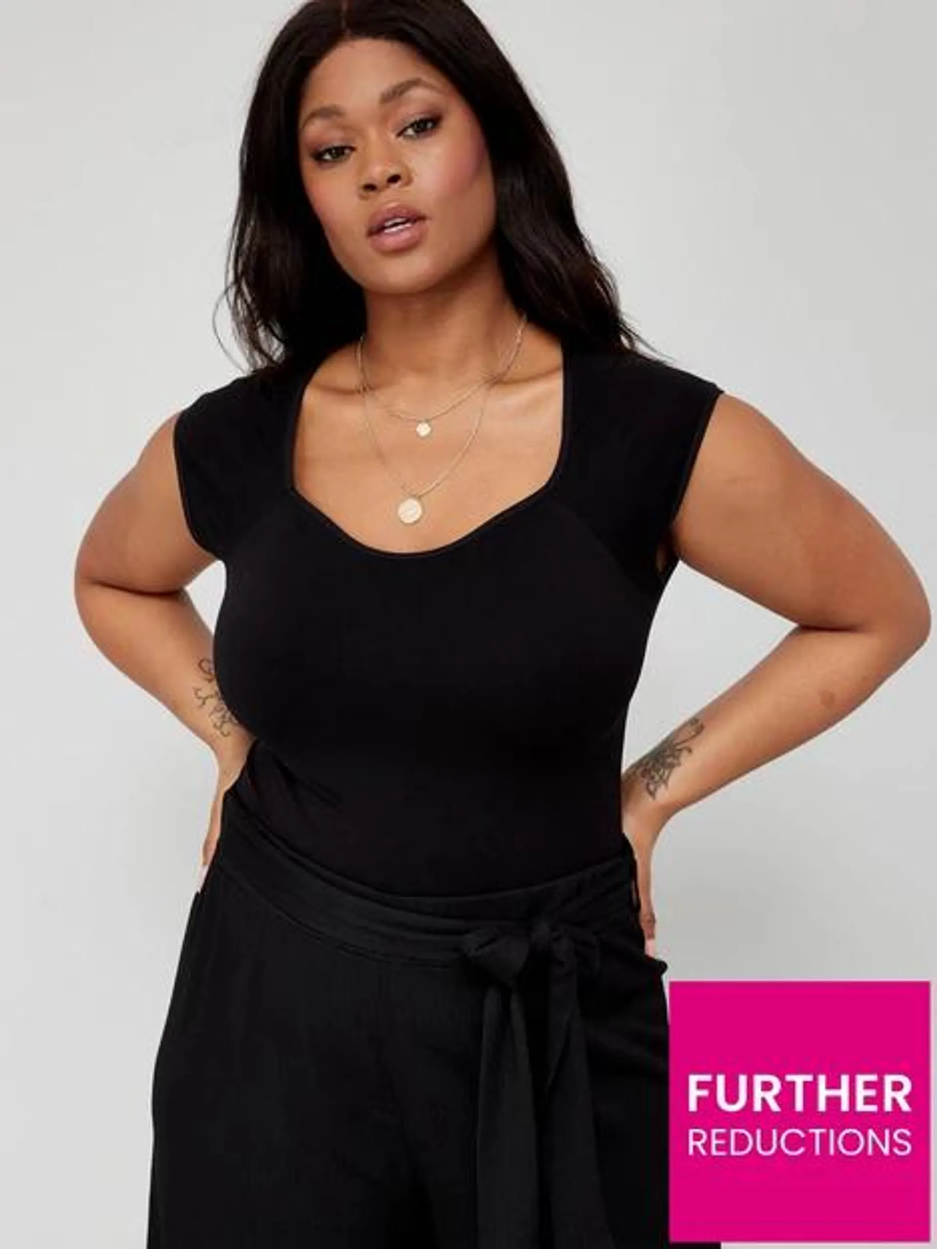 Seamless Fitted Cap Sleeve Top - Black
