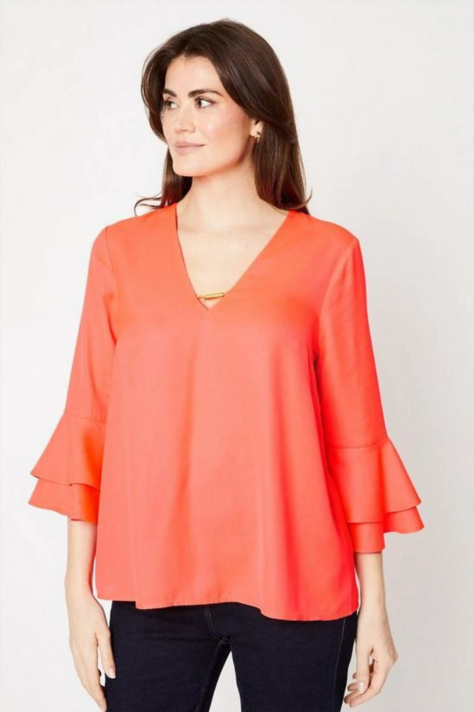 Chiffon Bar Flute Sleeve Top