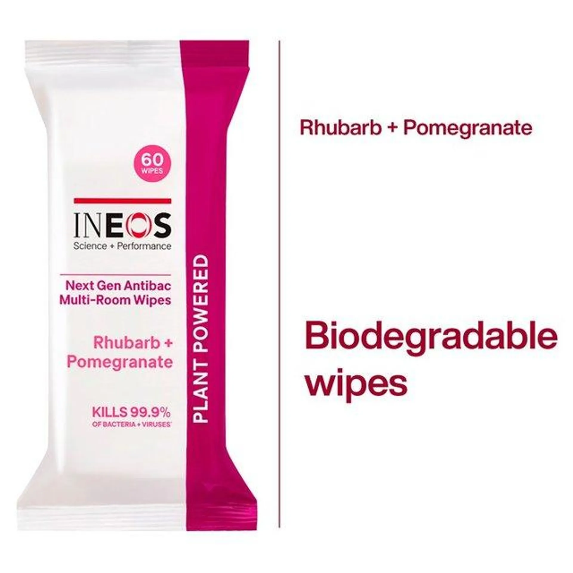 INEOS Antibac Multi-Room Surface Wipes Rhubarb + Pomegranate