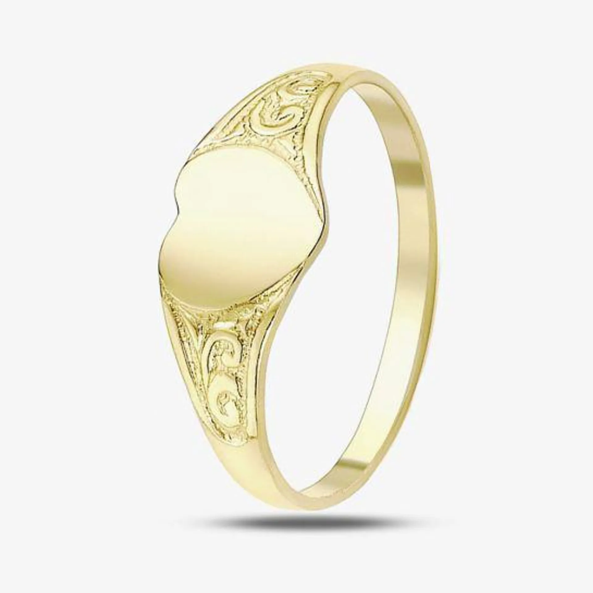 9ct Yellow Gold Heart Filagree Shoulder Signet Ring 1.81.0289