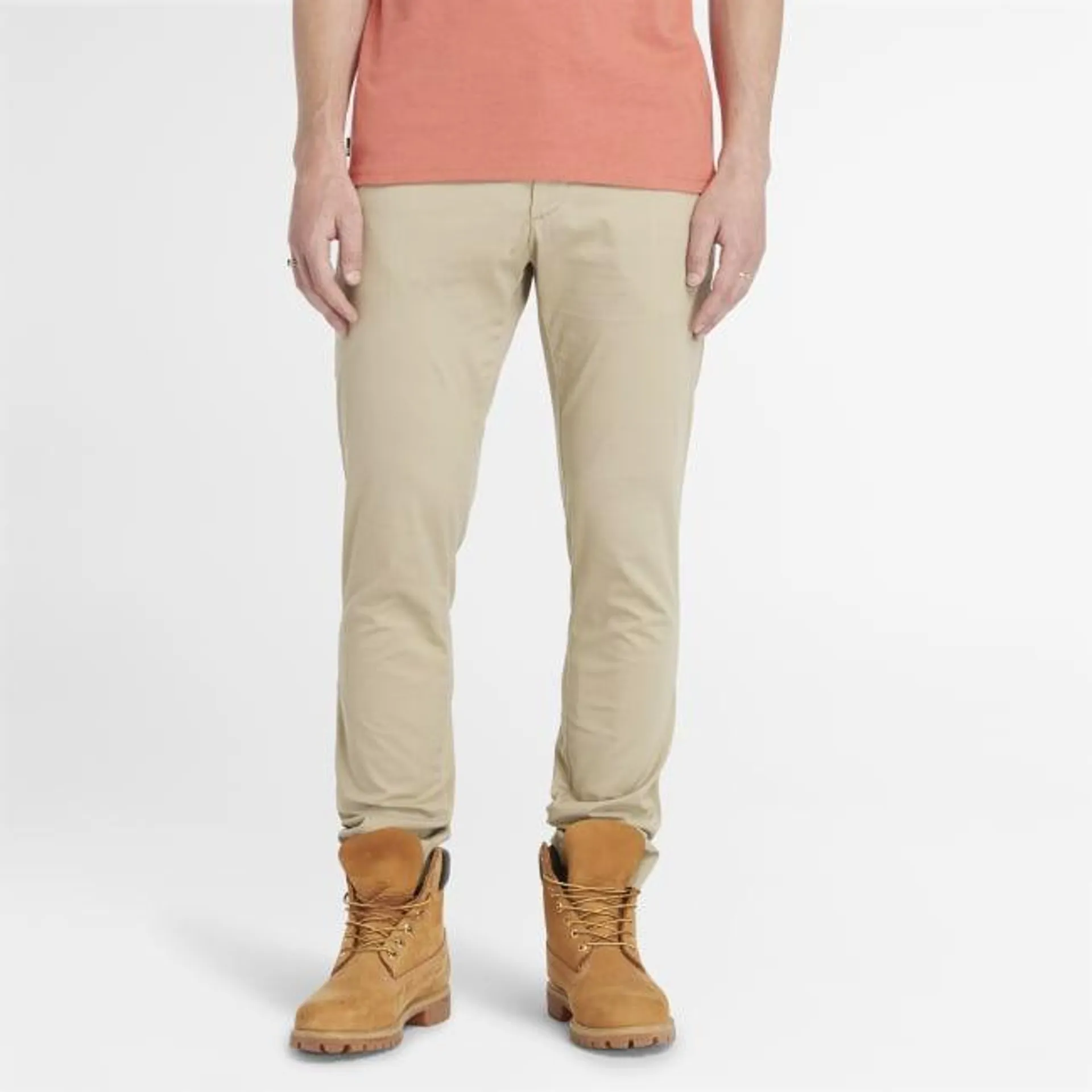 Stretch Twill Chino Trousers for Men in Beige