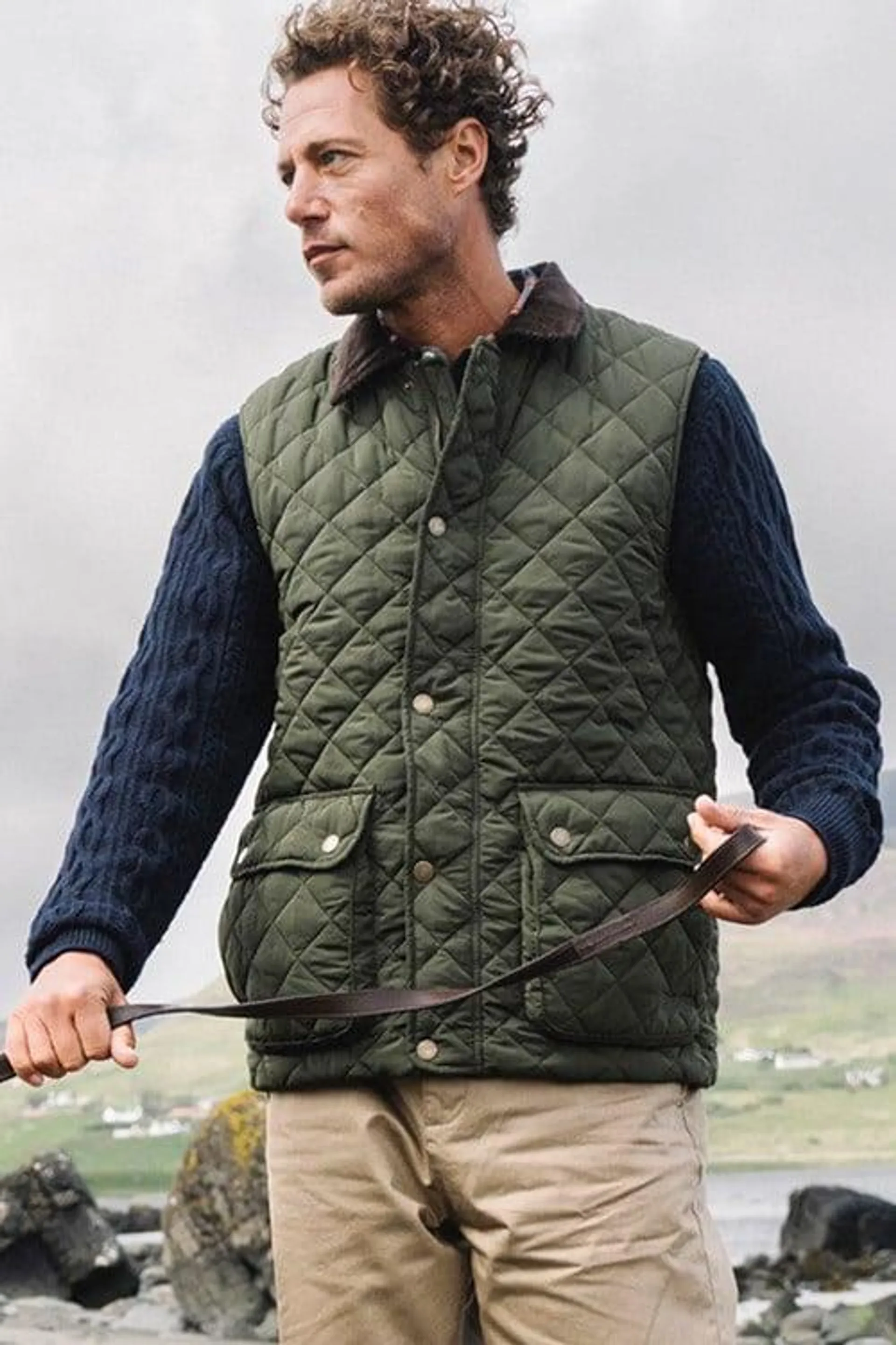 Berwick Mens Quilted Gilet - Khaki