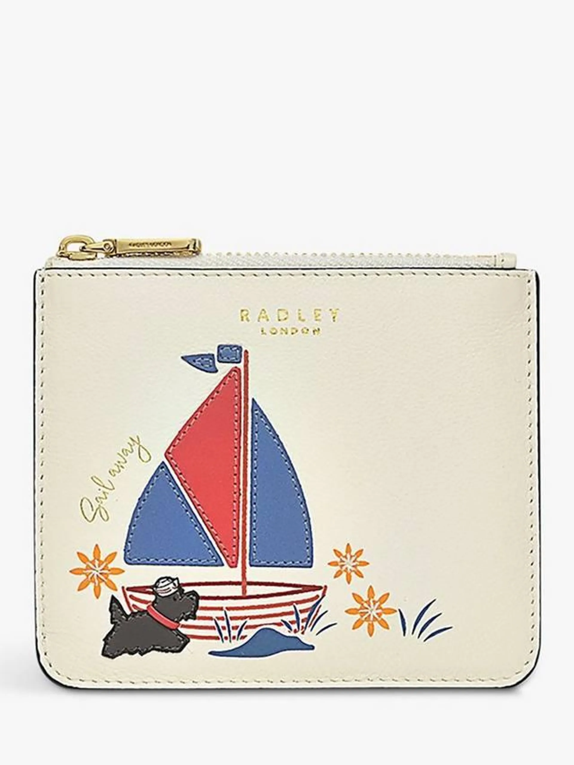 Sail Away Leather Coin Purse, Chalk