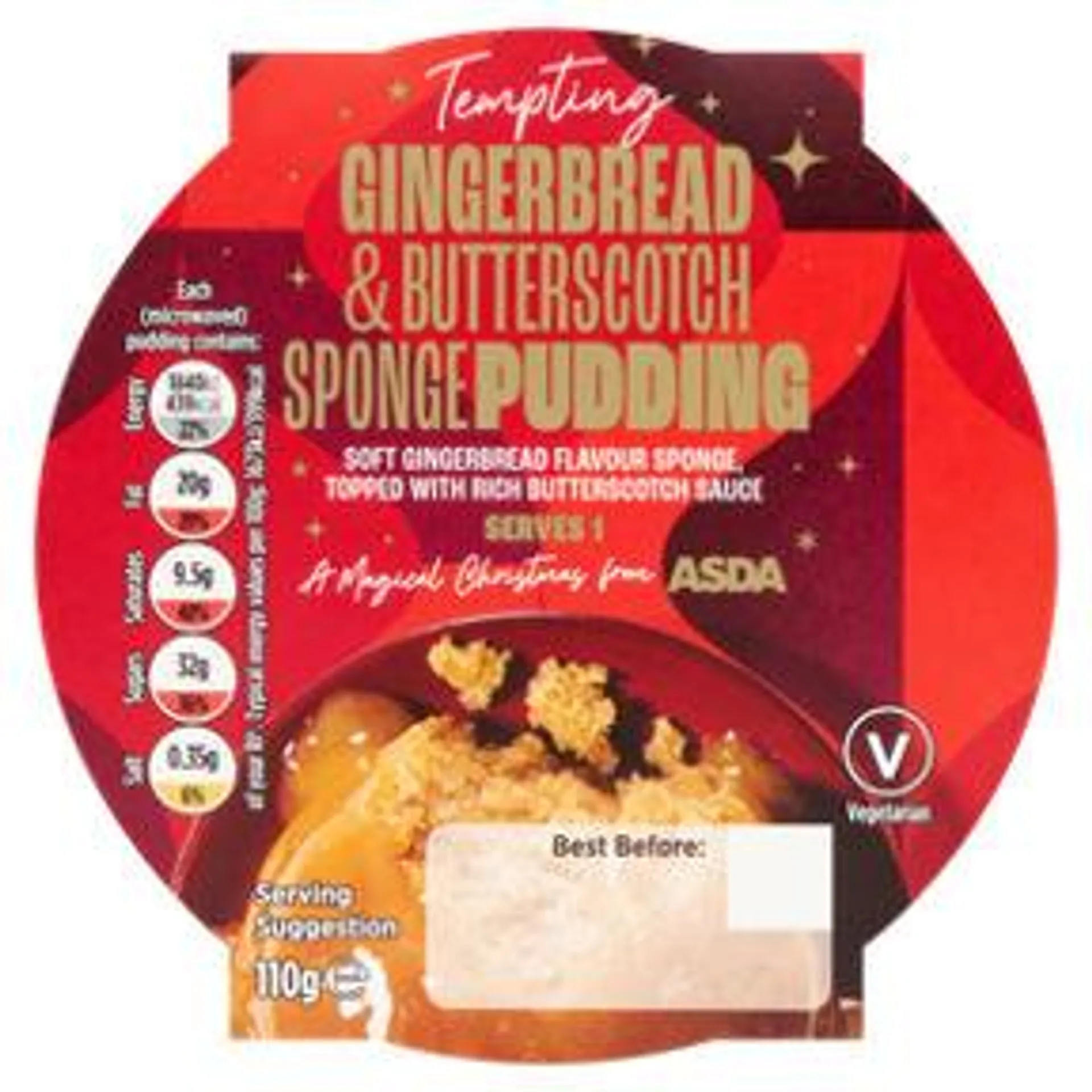 ASDA Tempting Gingerbread & Butterscotch Sponge Pudding 110g