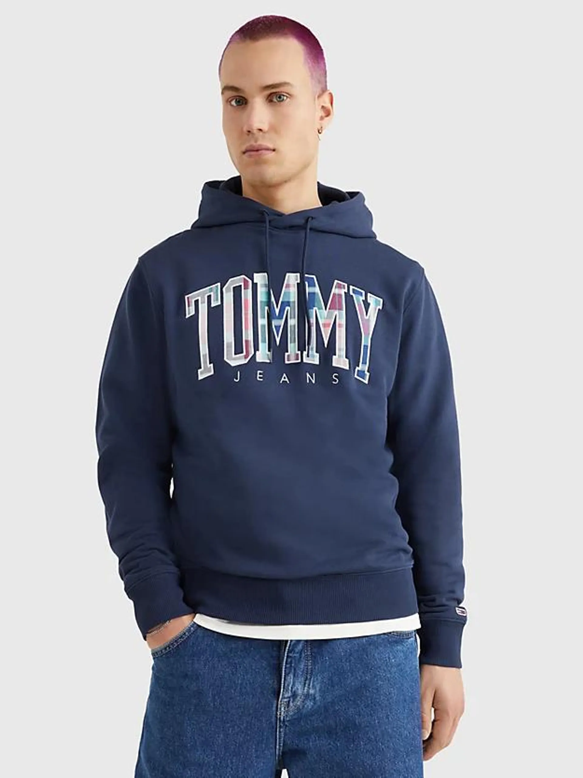 Tommy Tartan Logo Organic Cotton Hoody