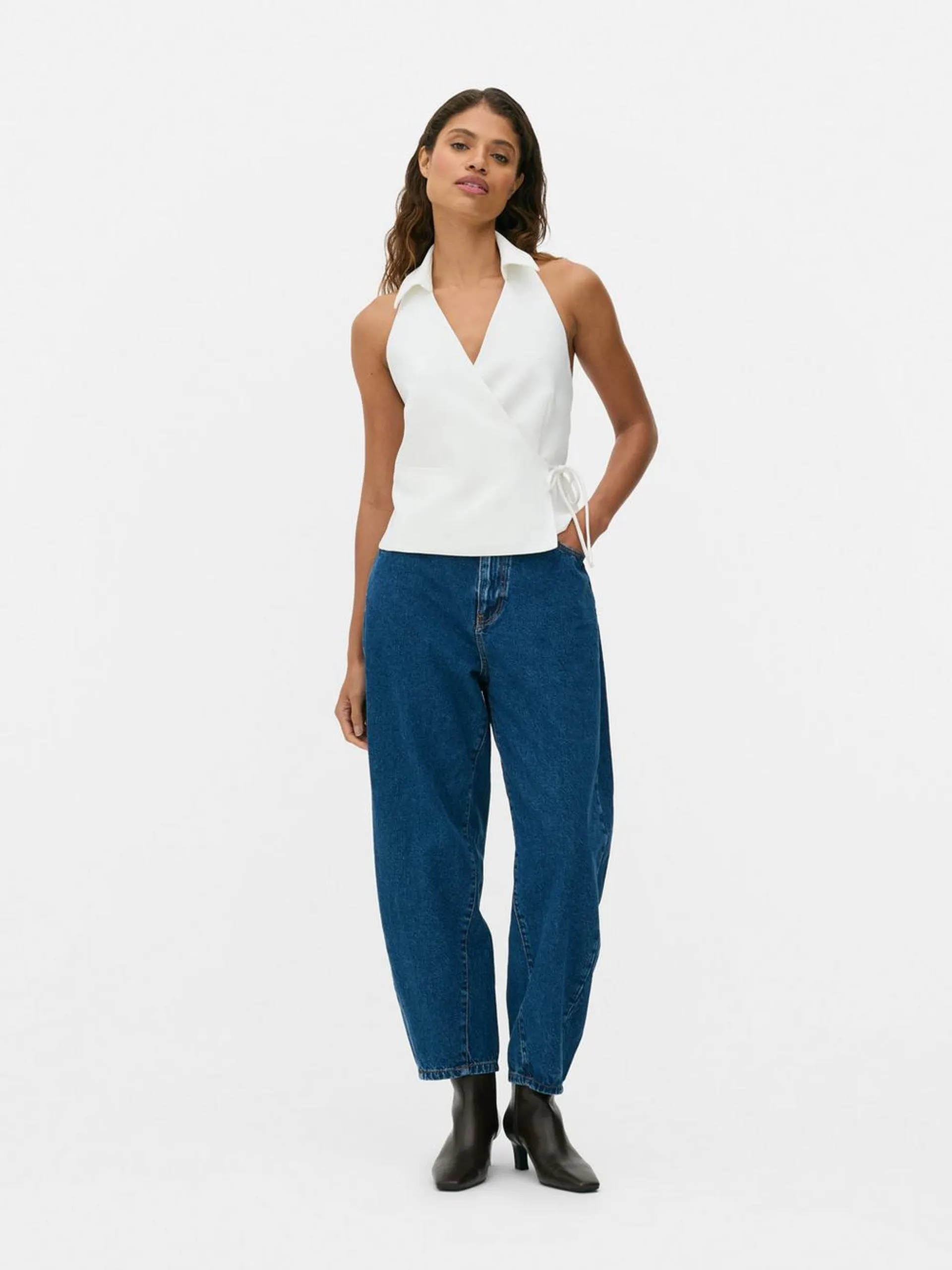 Halterneck Tuxedo Top