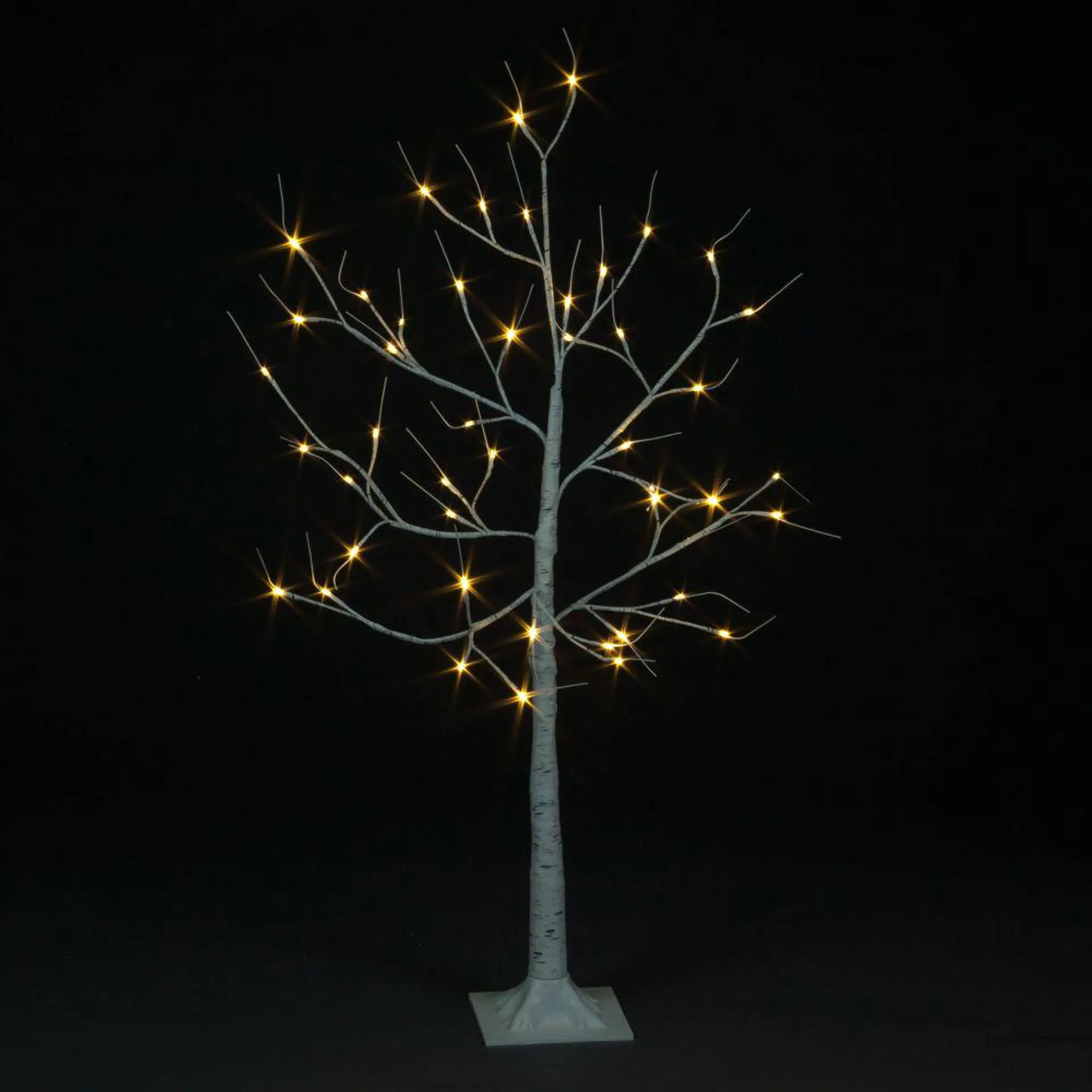 120cm Birch Tree With 48 Warm White LEDs Including 12 Flash Bulbs
