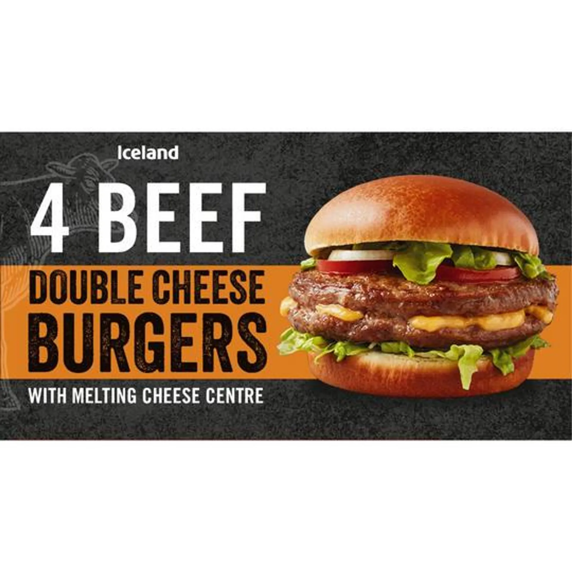 Iceland 4 Beef Double Cheese Burgers 454g