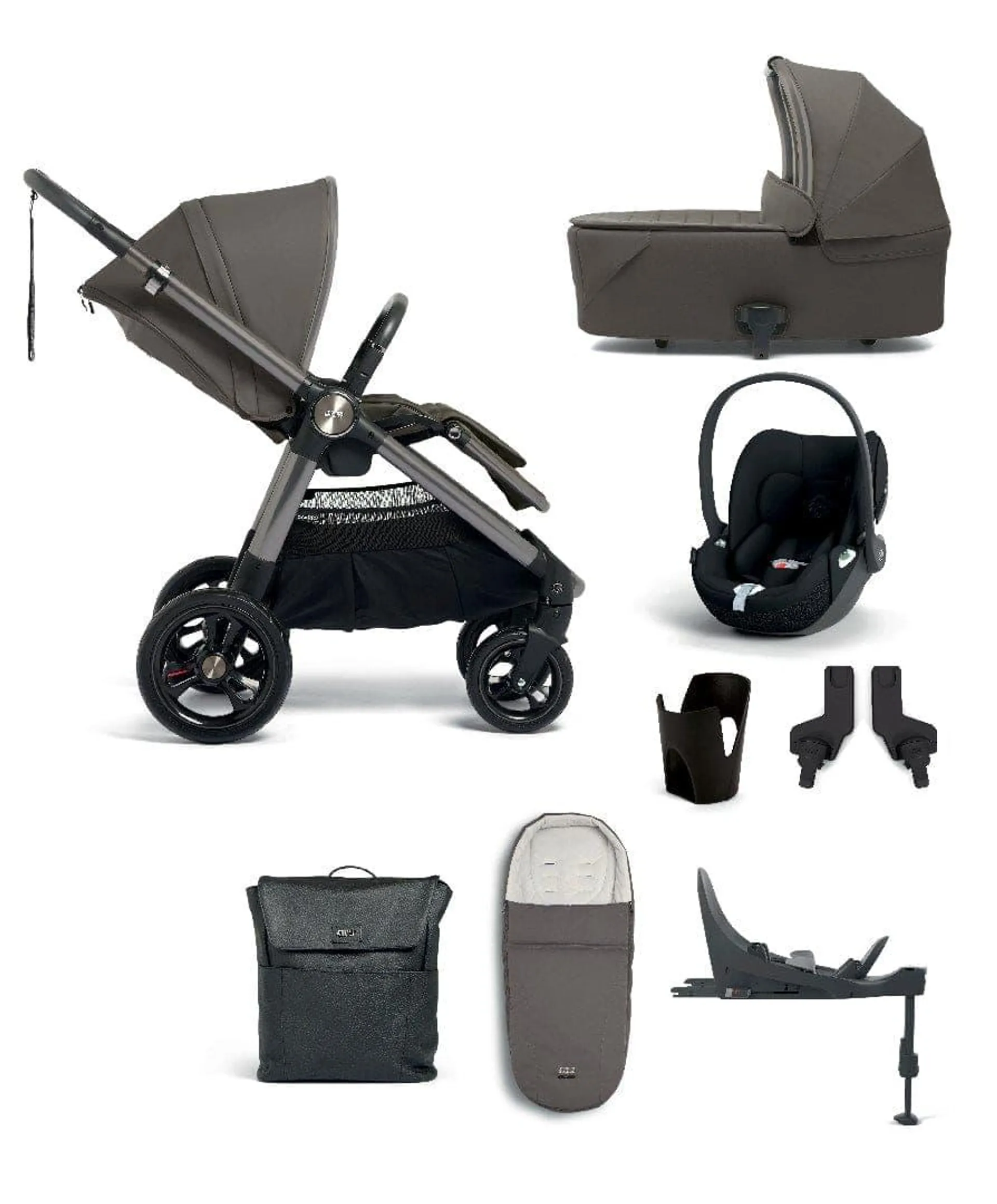 Ocarro Complete Pushchair Bundle with Cybex Cloud T Car Seat (8 Pieces) - Phantom