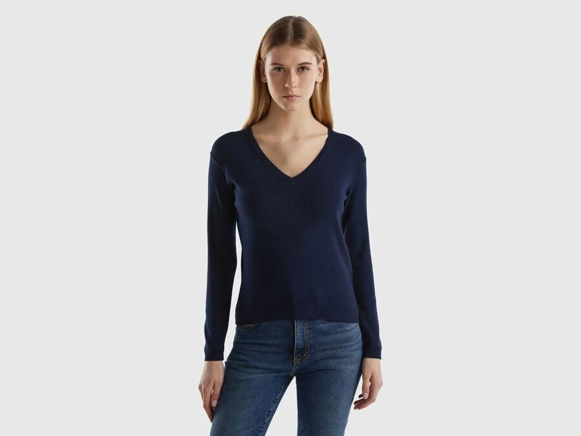 V-neck sweater in pure cotton