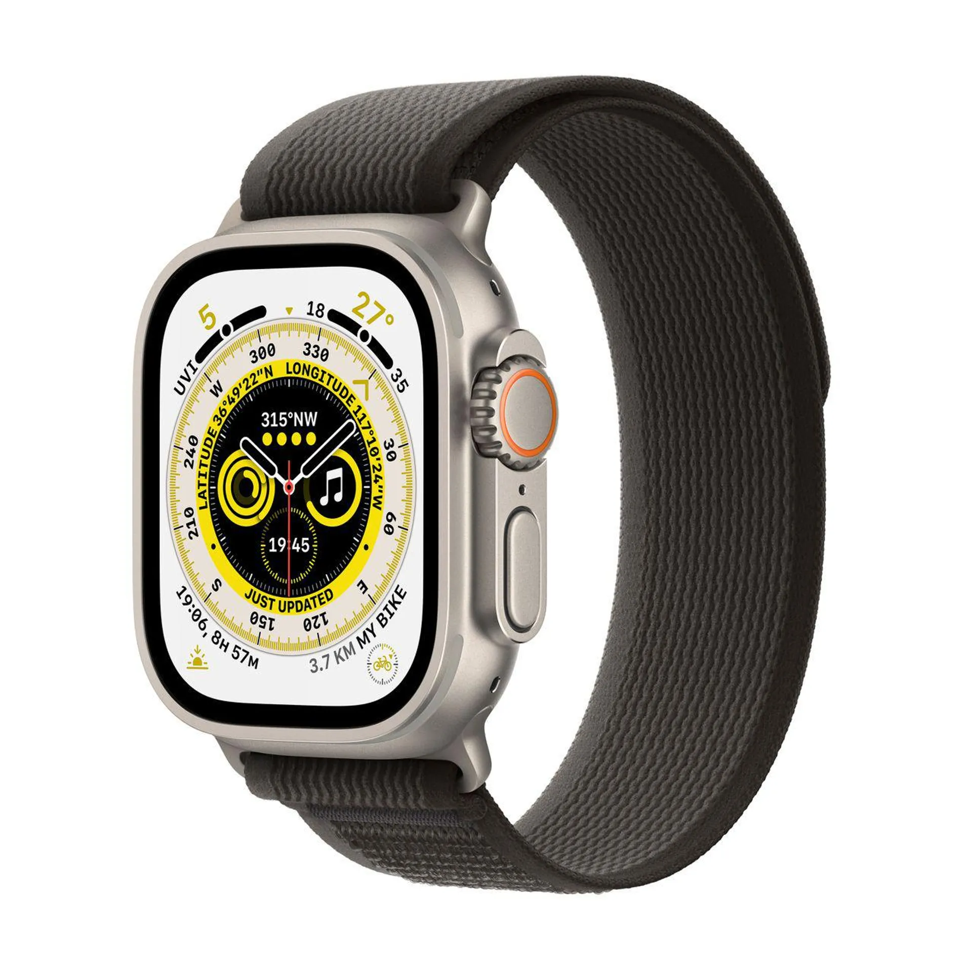 Apple Watch Ultra, 49mm, GPS + Cellular [2022] - Titanium Case with Black Gray Trail Loop - M/L