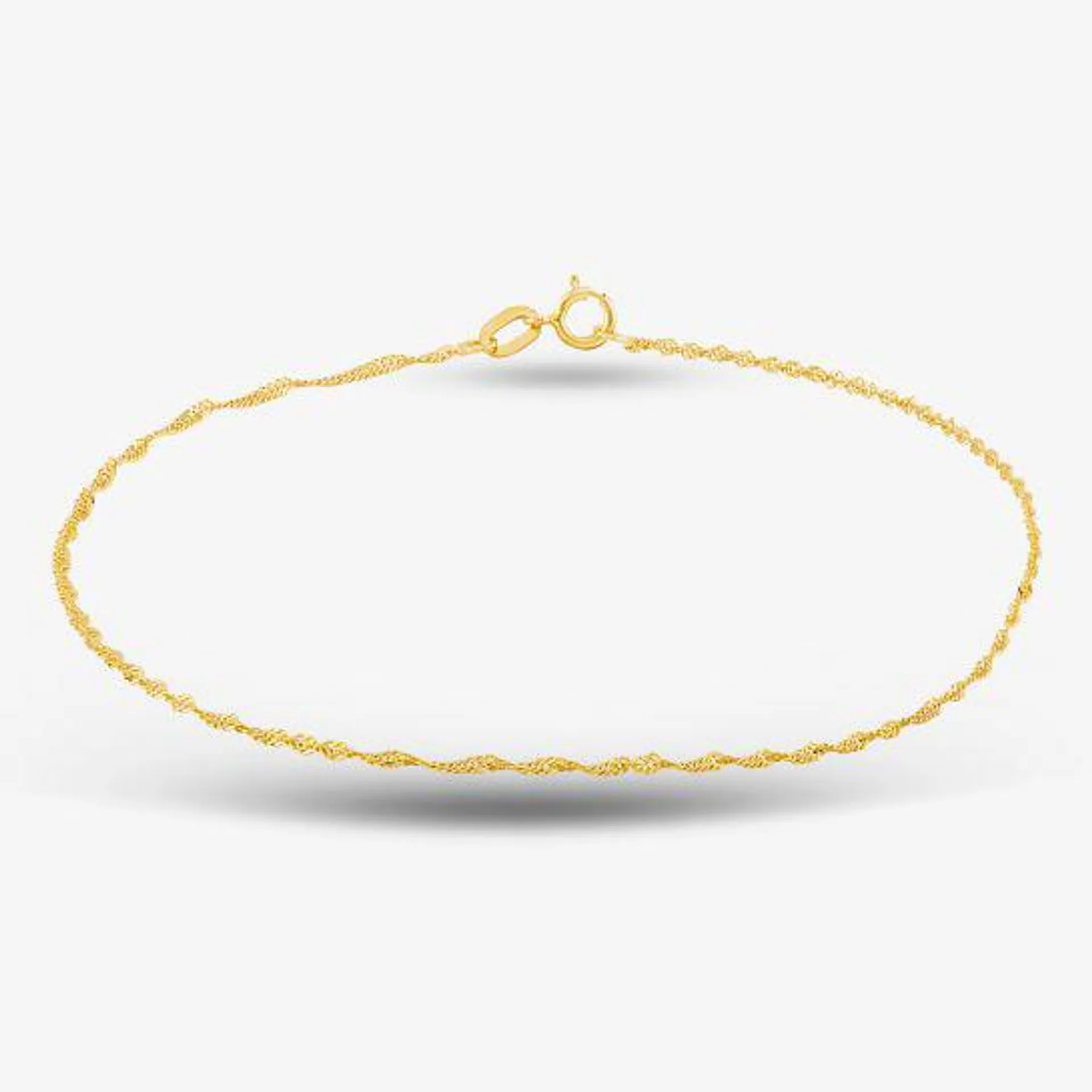 9ct Yellow Gold 9 Inch Twist Curb Chain Anklet 1.23.0464