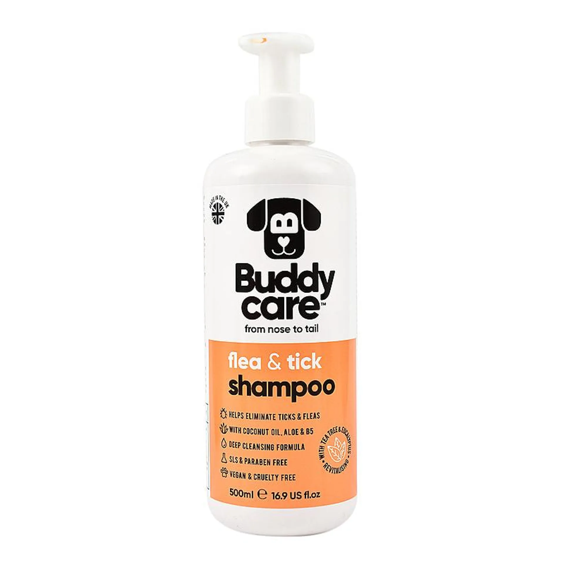 Buddy Care Flea & Tick Dog Shampoo with Tea Tree & Eucalyptus 500ml