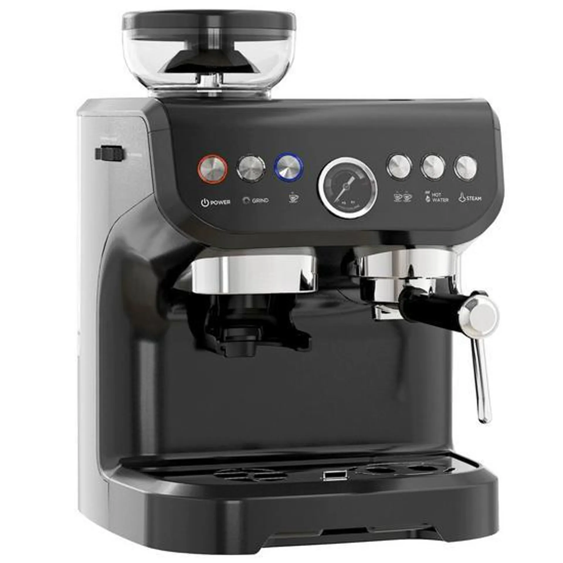 HOMCOM Espresso Machine with Integrated Bean Grinder and Steam Wand