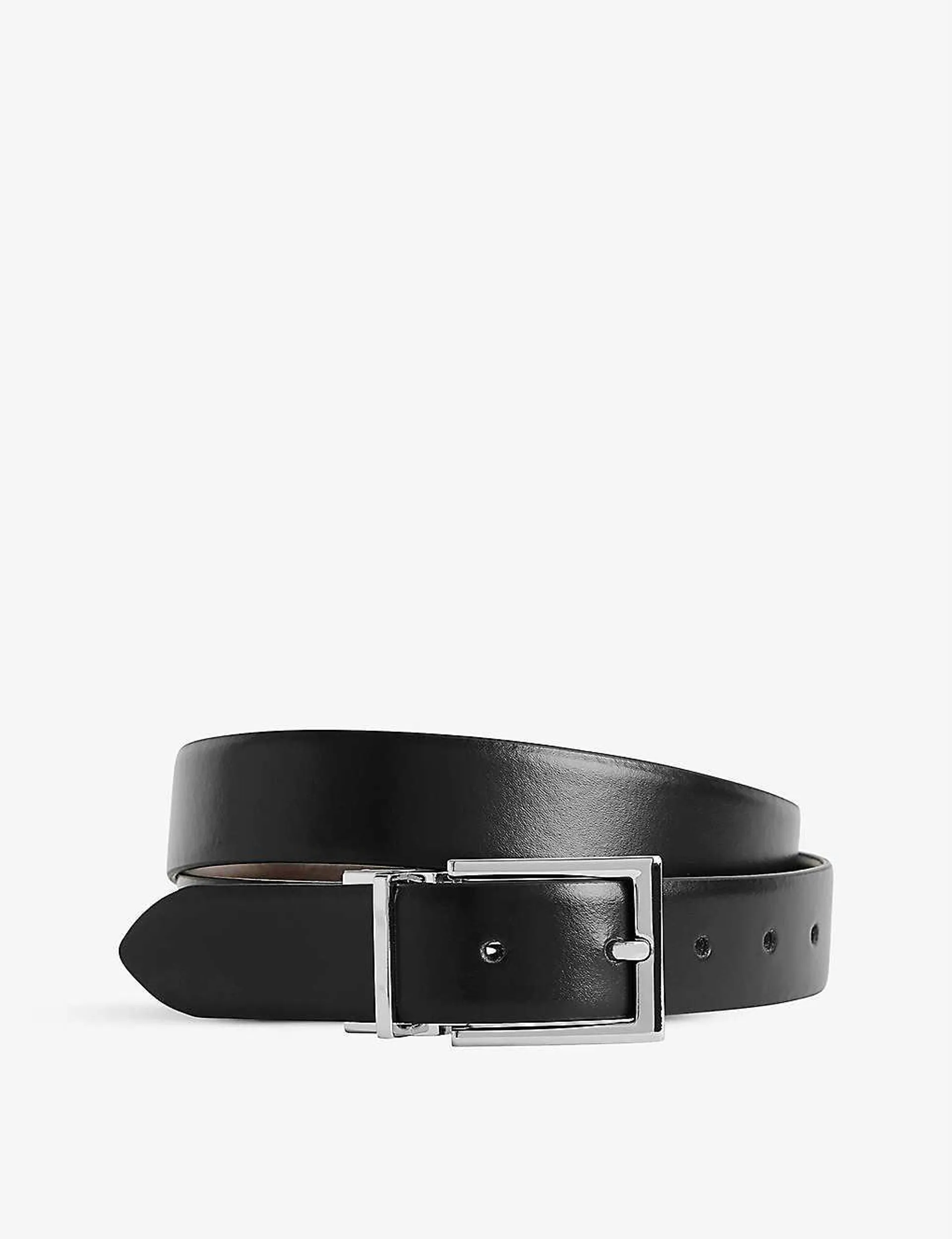 Ricky silver-buckle reversible leather belt