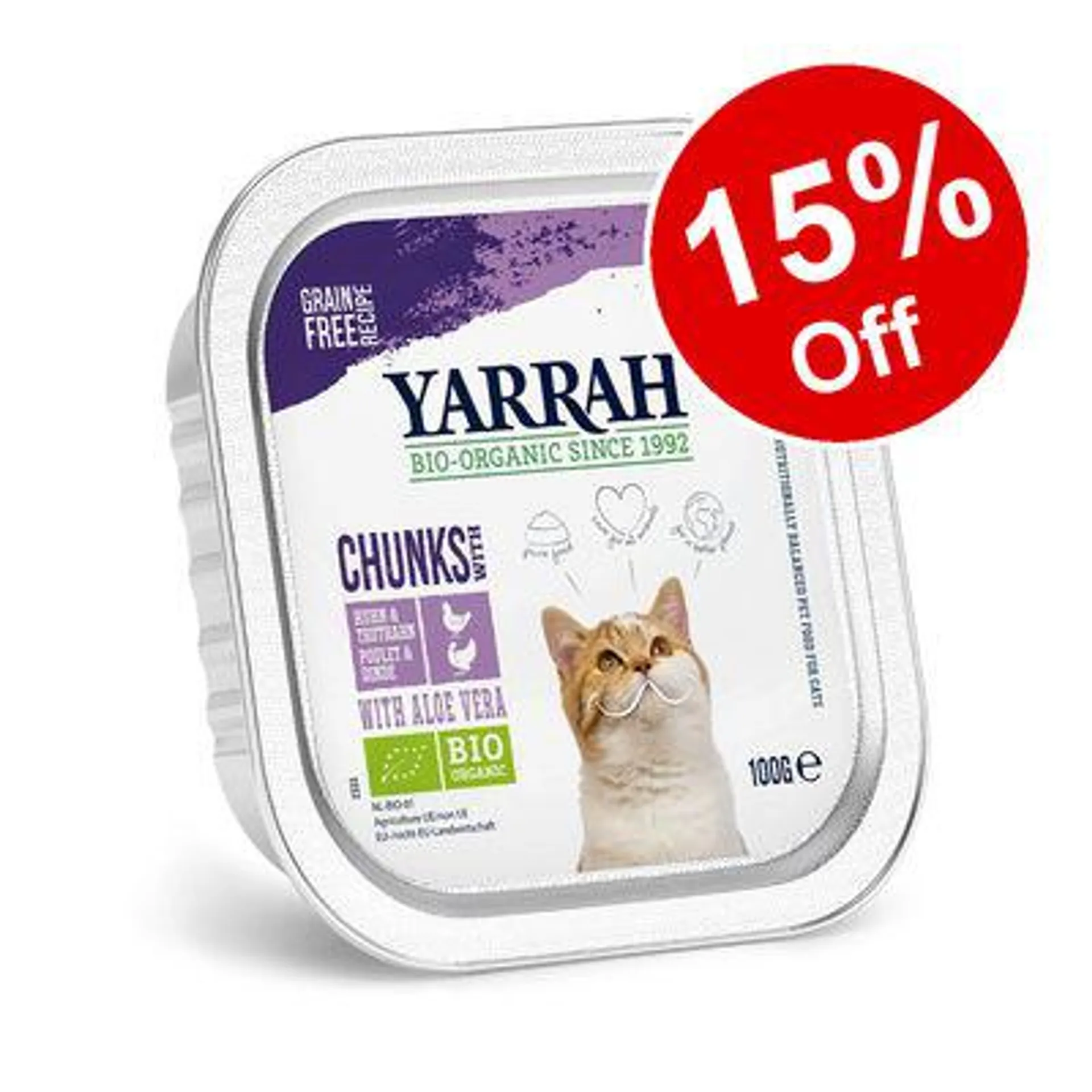 6 x 100g Yarrah Organic Wet Cat Food Trays - 15% Off! *
