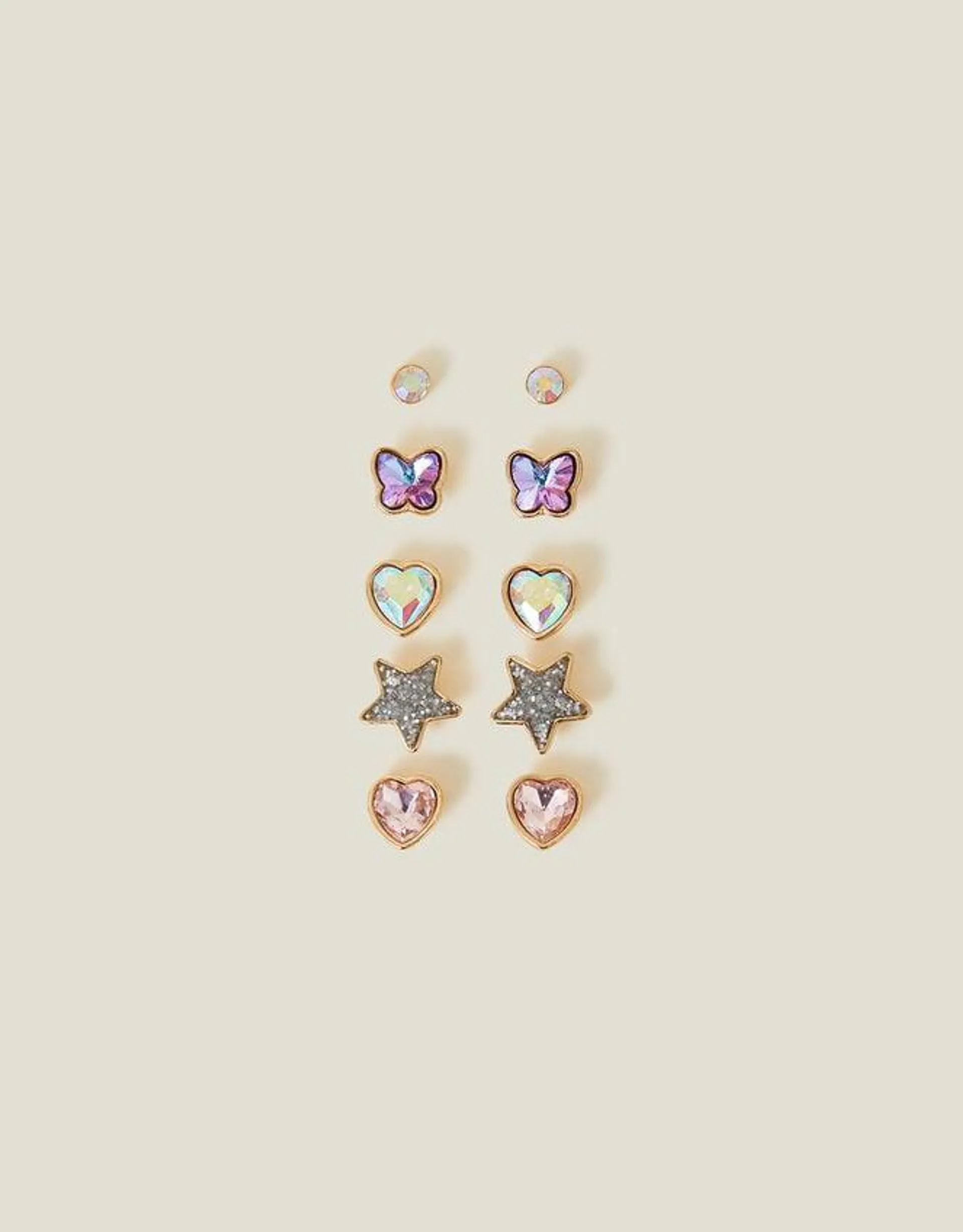 Girls Gem Earrings 5 Pack