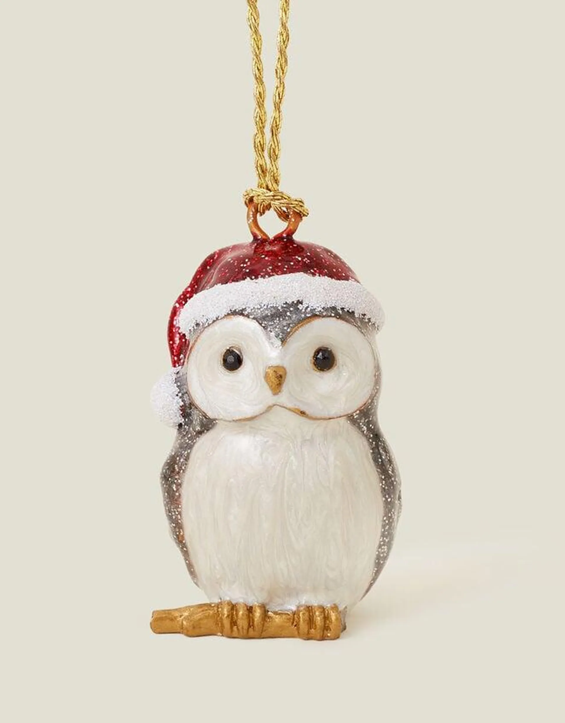 Enamel Santa Owl Hanging Decoration