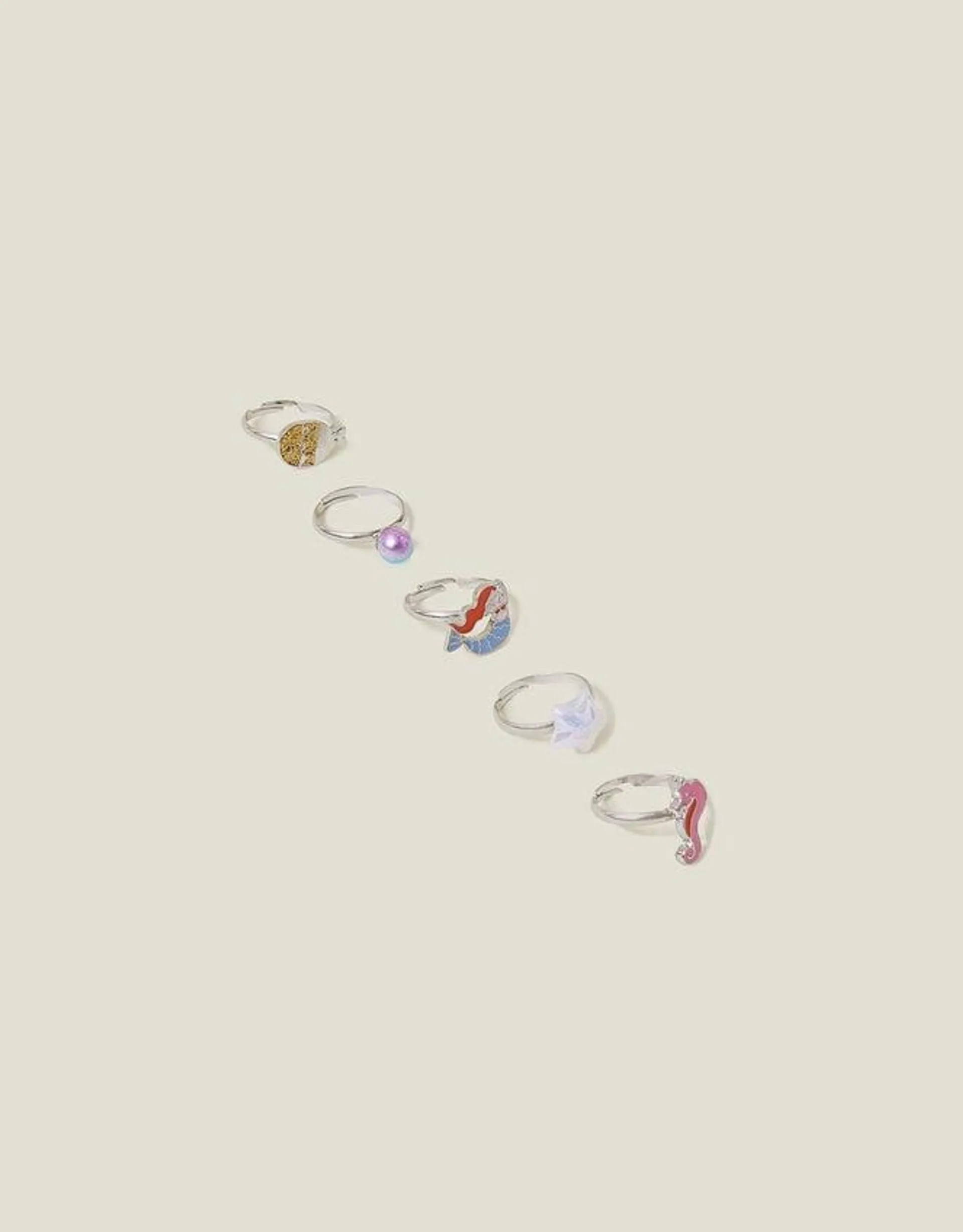 5-Pack Girls Mermaid Ring Set