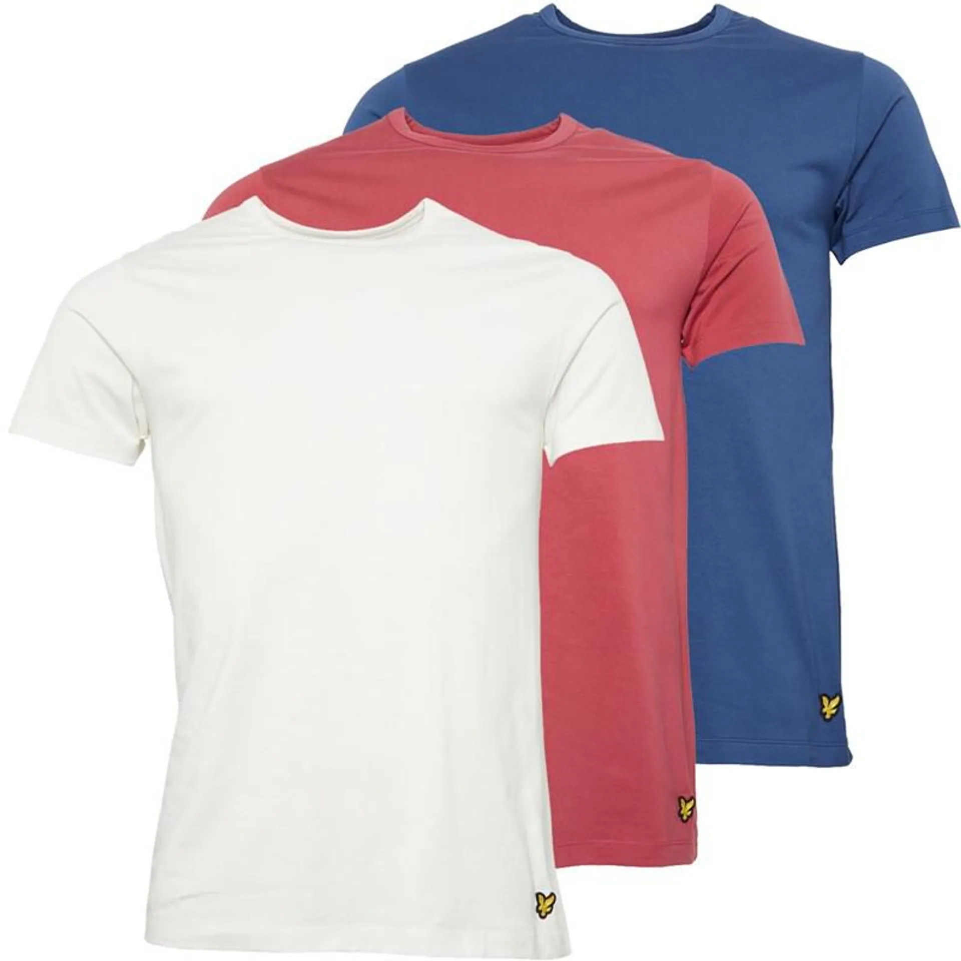 Lyle And Scott Vintage Mens Maxwell Three Pack T-Shirts Dark Denim/​Jet Stream/​Earth Red