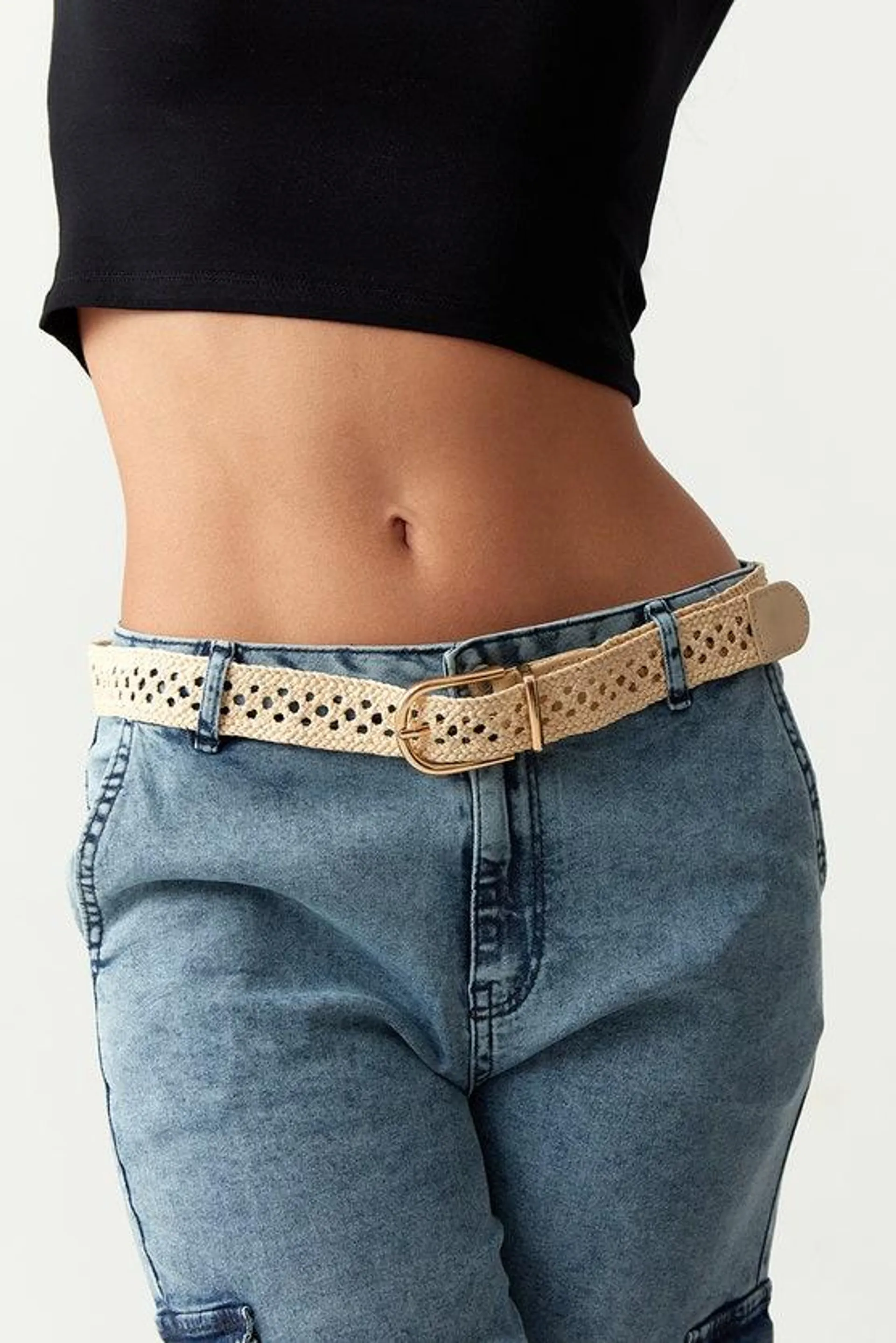 Cream Raffia Belt