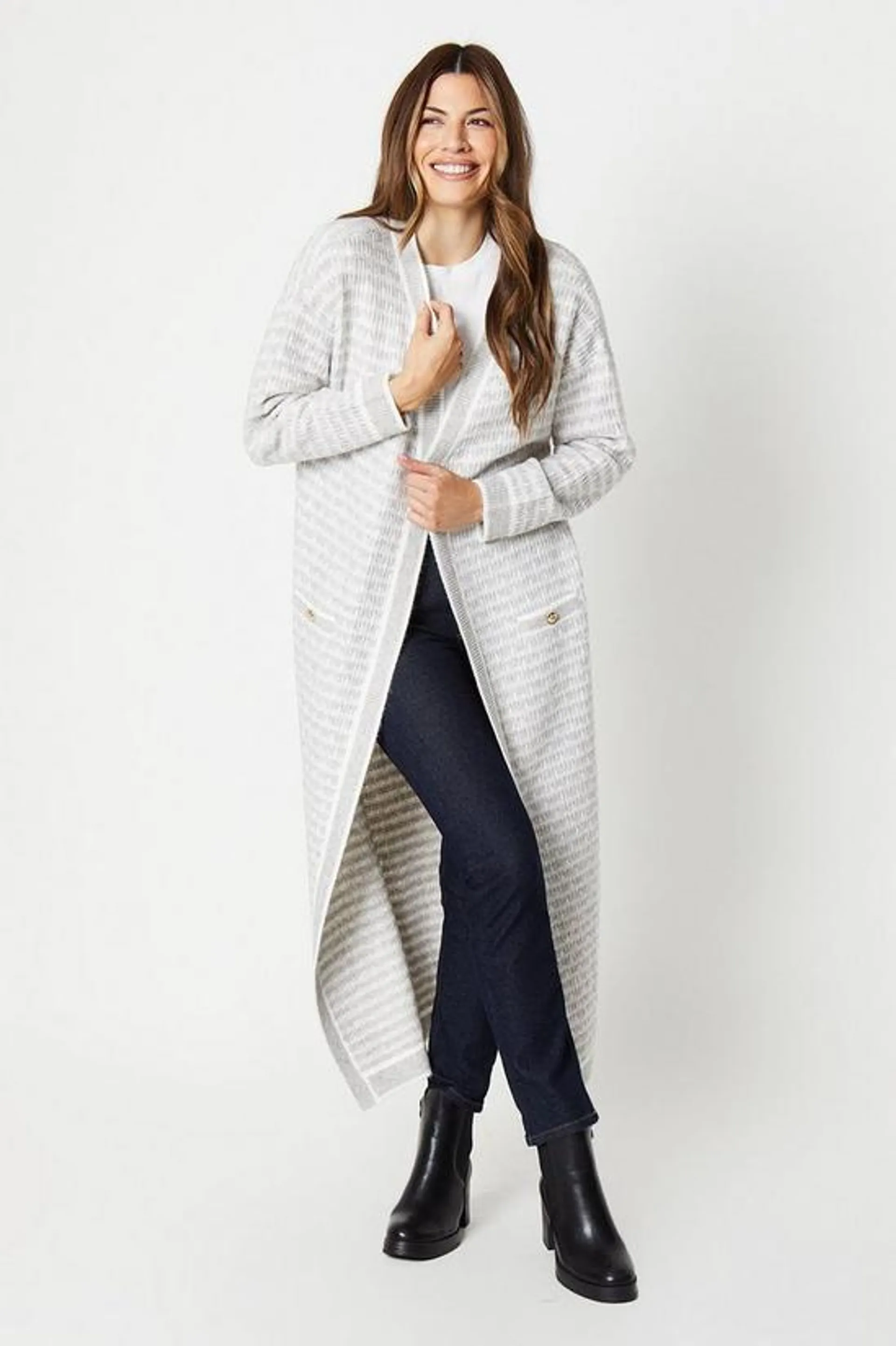 Knitted Button Through Maxi Cardigan