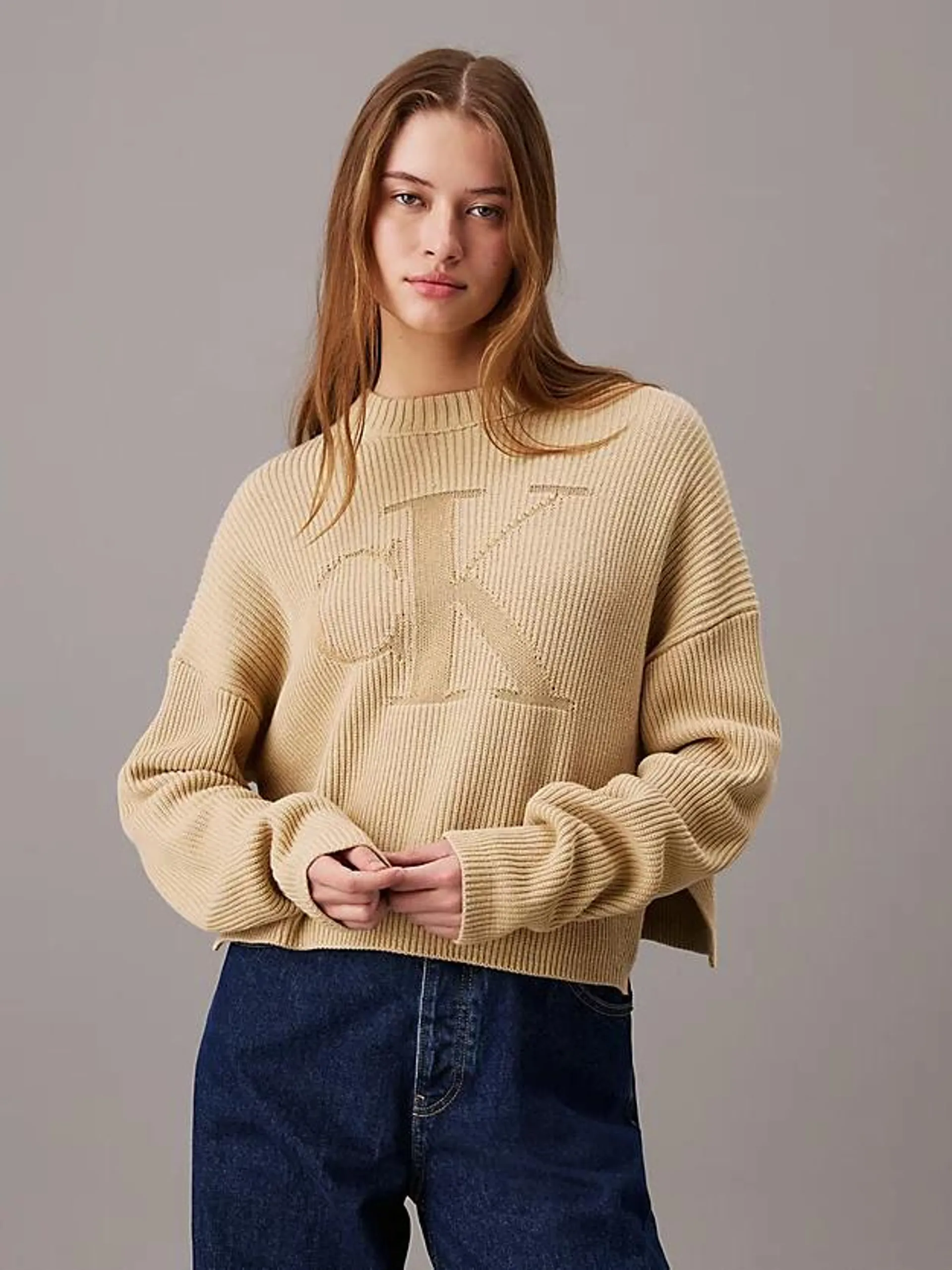 Ribbed Cotton Monogram Jumper