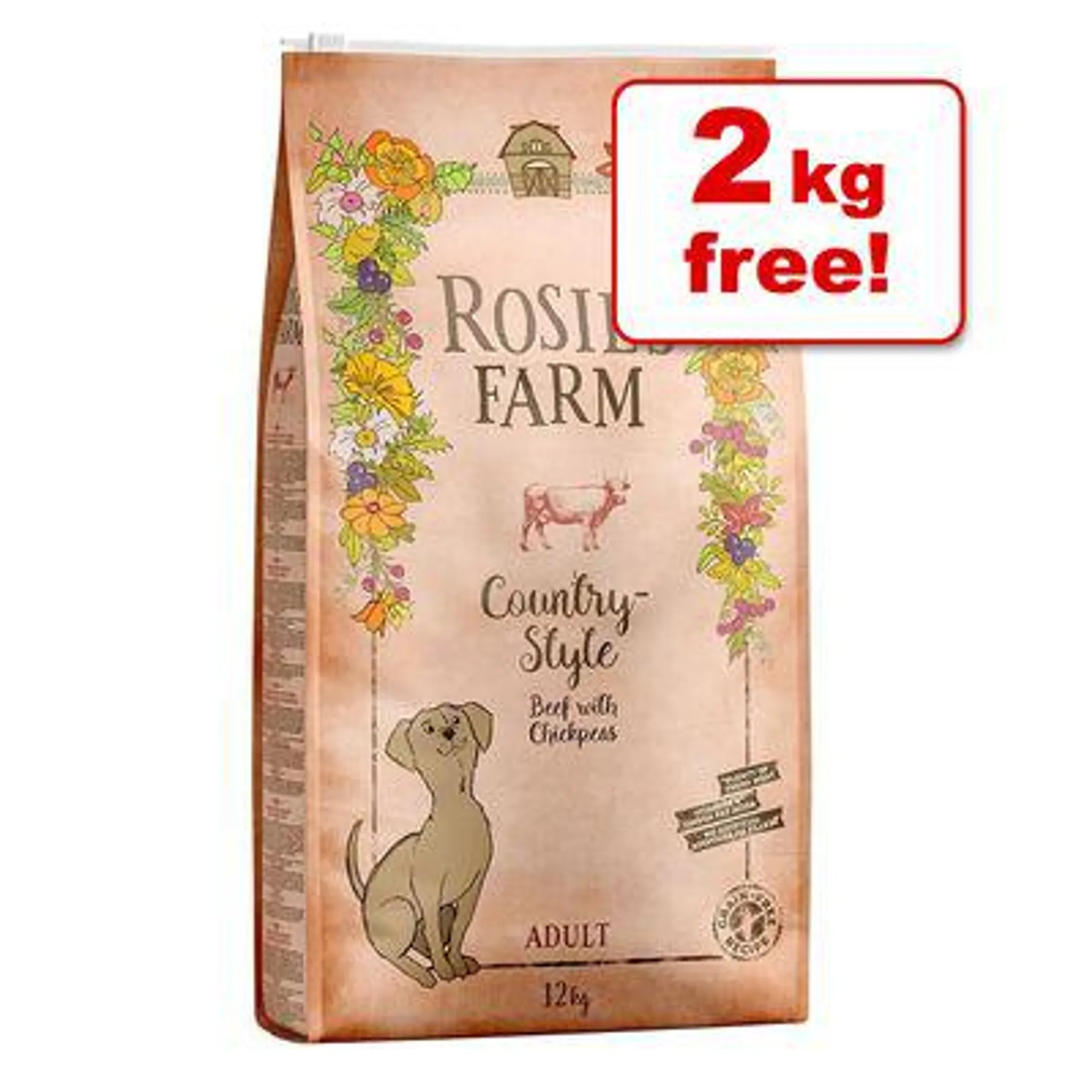 12kg Rosie's Farm Adult Dry Dog Food - 10 + 2 Free!*