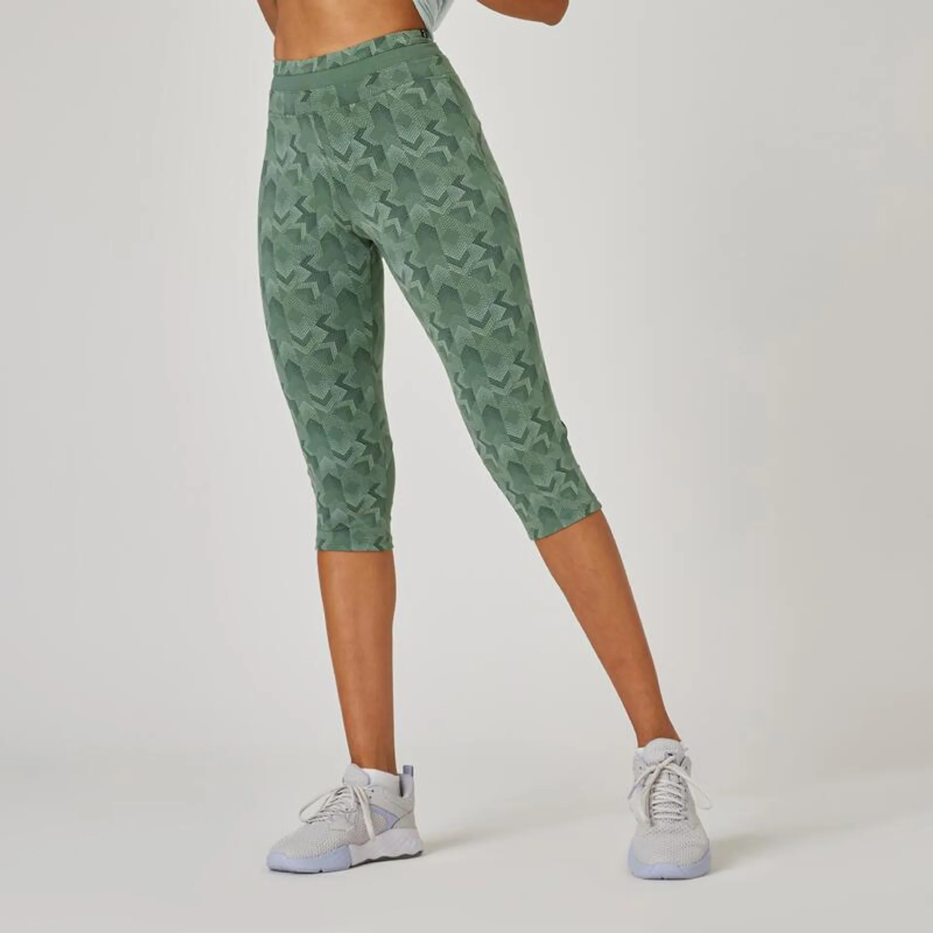 Majority Cotton Fitness Cropped Bottoms 520 - Green Print