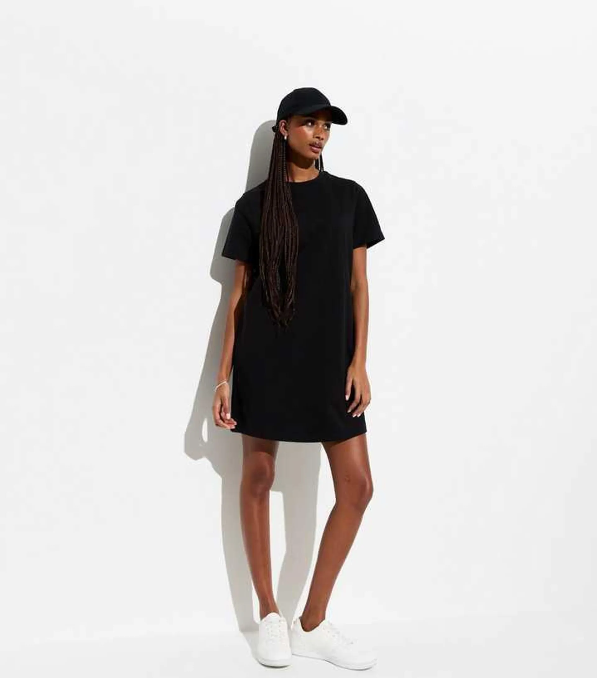 Black Cotton Mini T-Shirt Dress