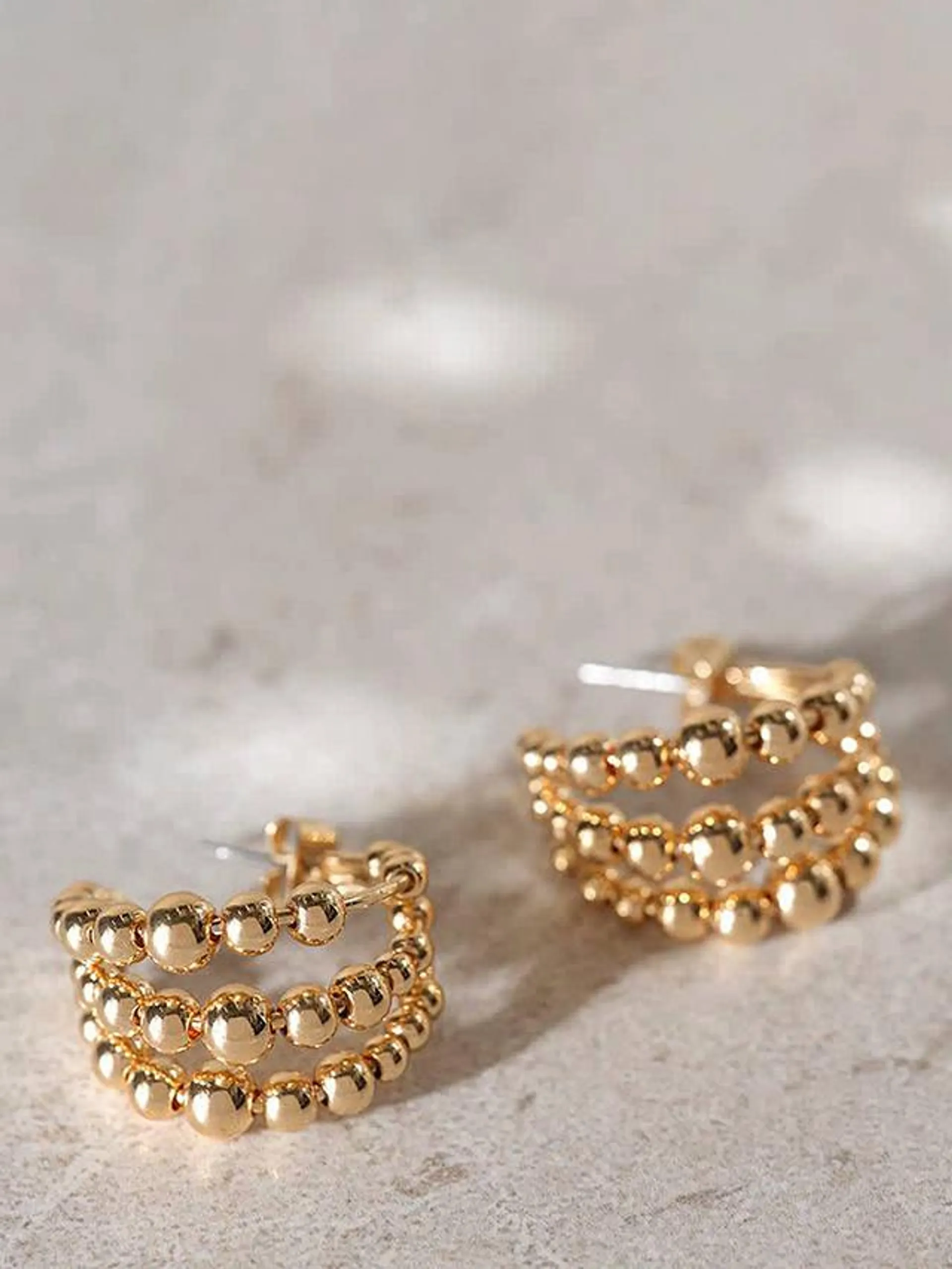 Mint Velvet Triple Layer Beaded Earrings, Gold
