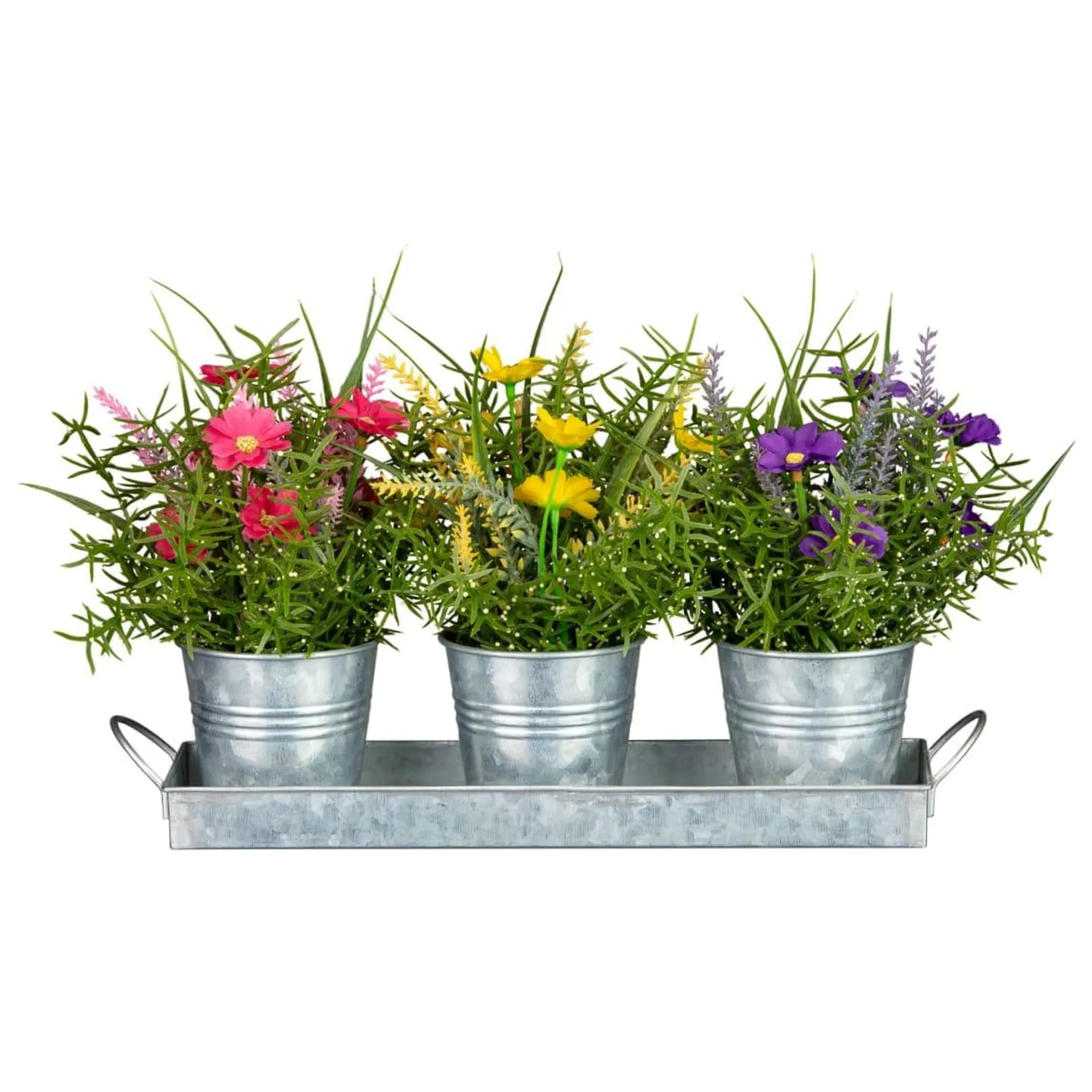 Flowers On Metal Tray