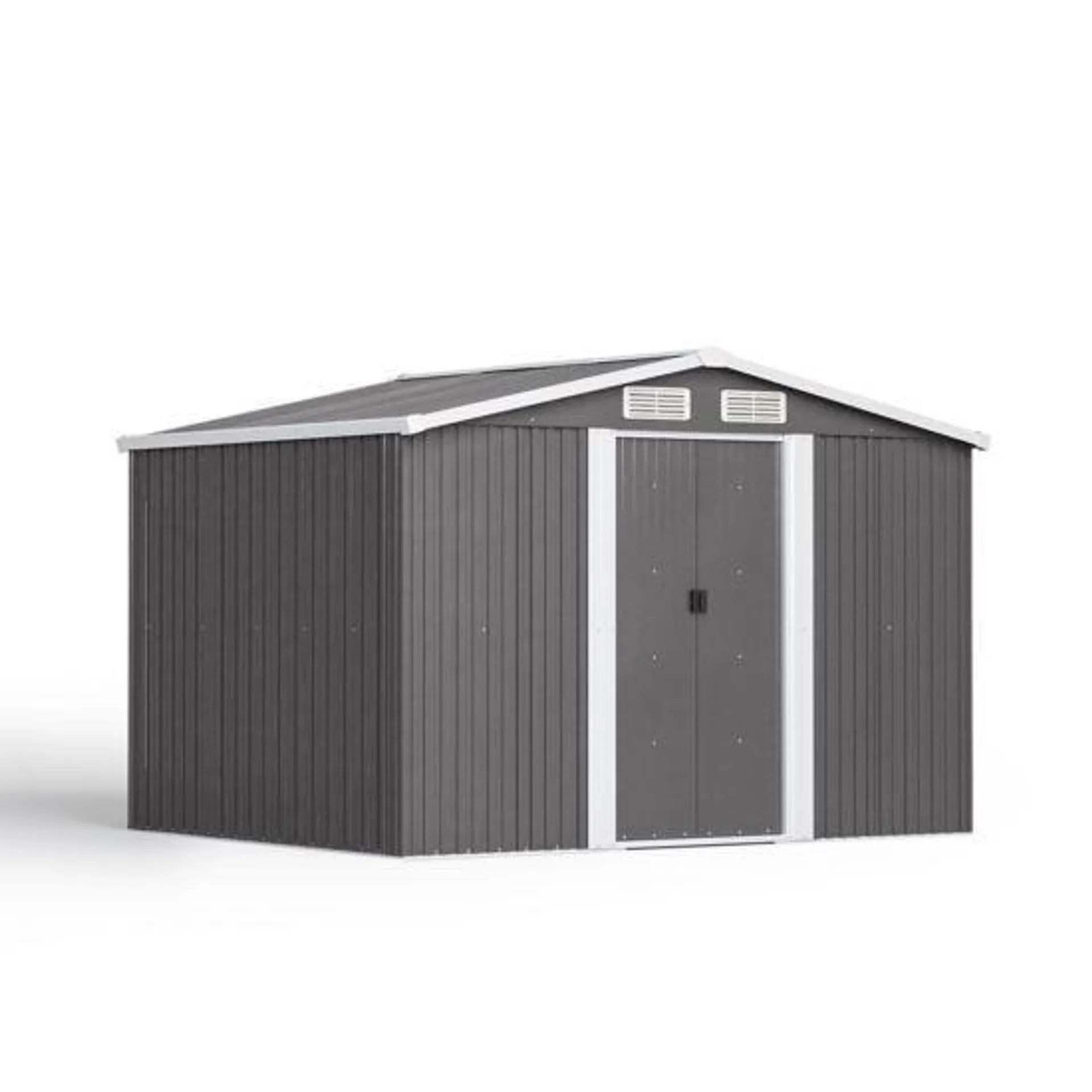 Livingandhome 6 x 8ft Metal Garden Shed w/ Foundation - Dark Grey