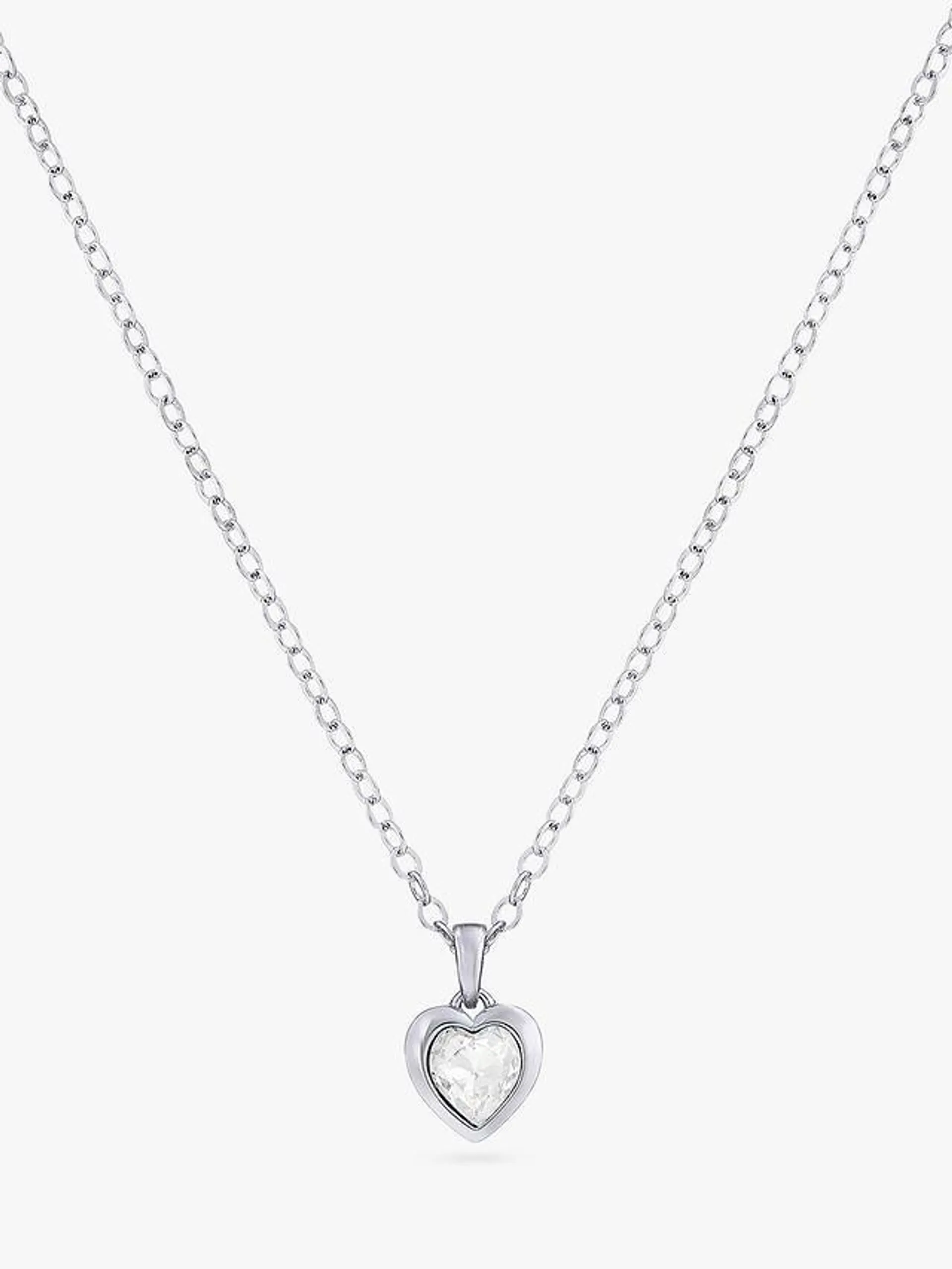 Ted Baker Crystal Heart Pendant Necklace, Silver