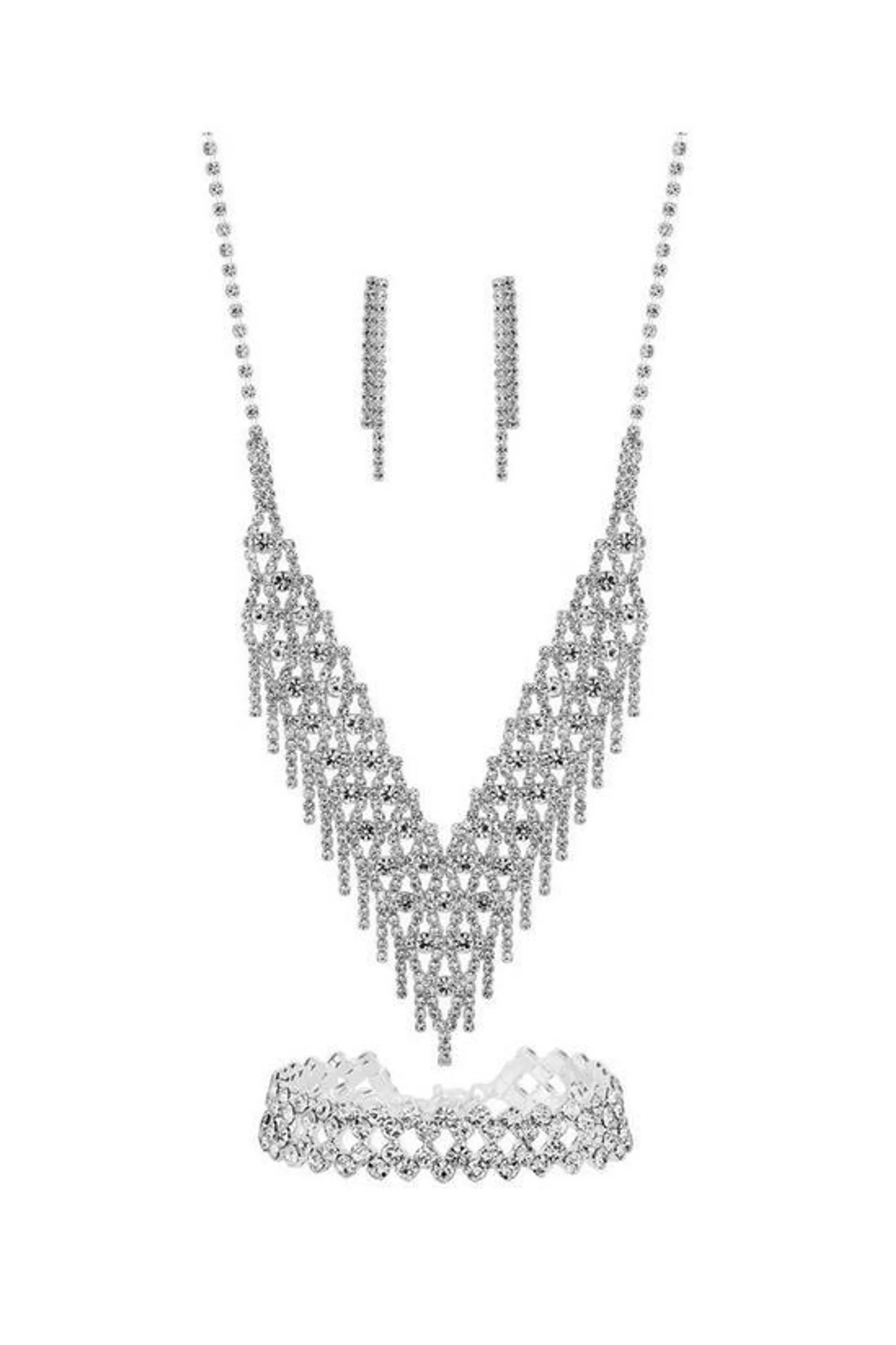 Silver Diamante Three Piece Jewellery Set