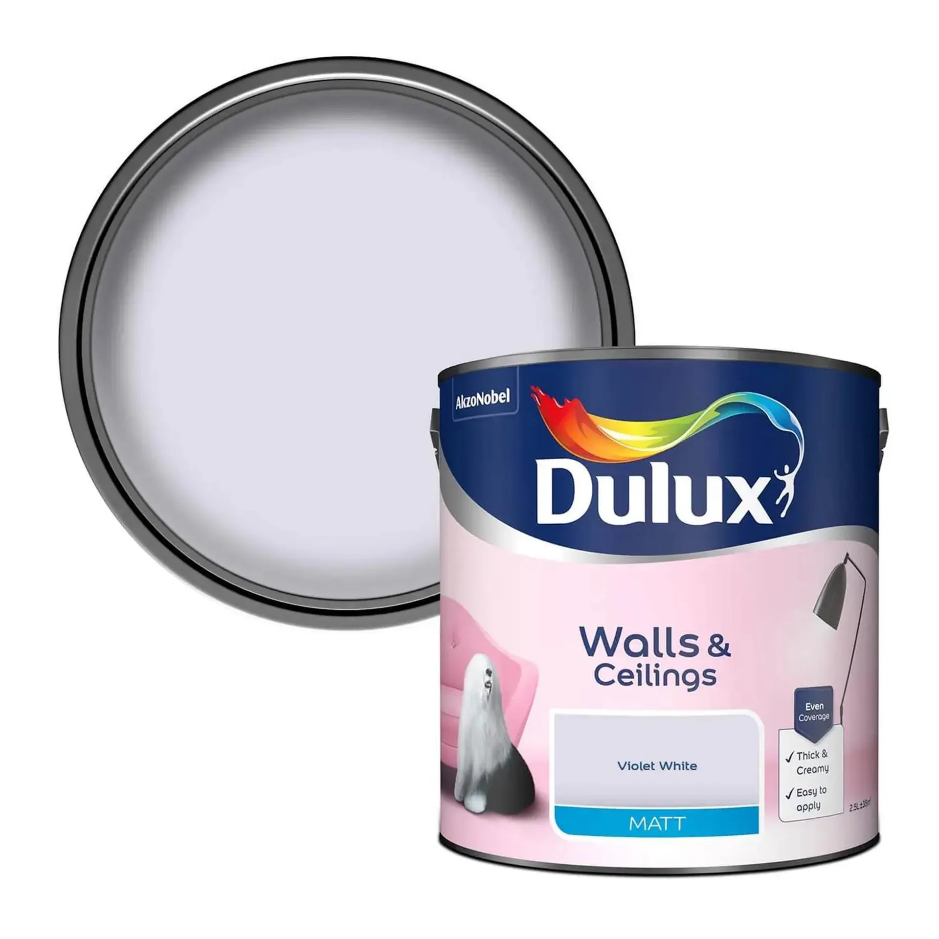 Dulux Violet White - Matt Emulsion Paint - 2.5L