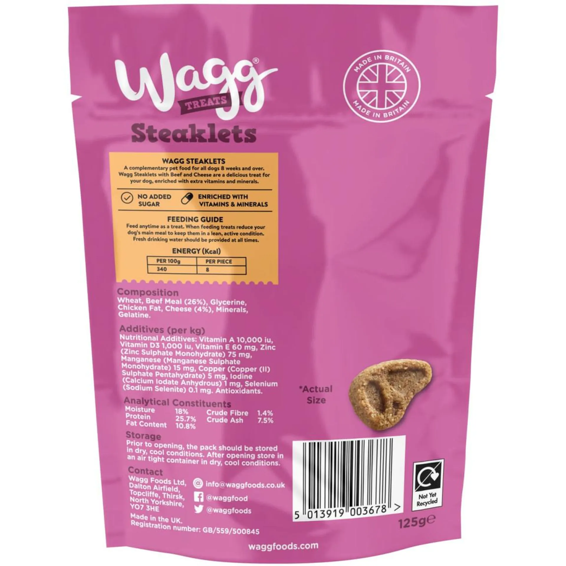 Wagg Steaklets Steak Bites 125g - Beef & Cheese