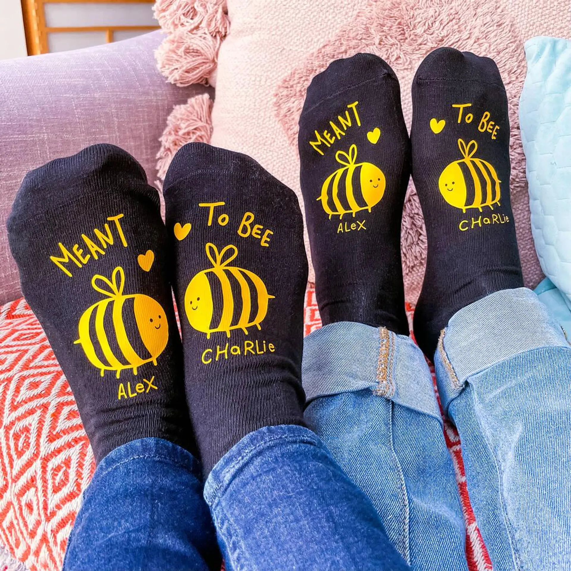 Personalised Couples Bee Socks