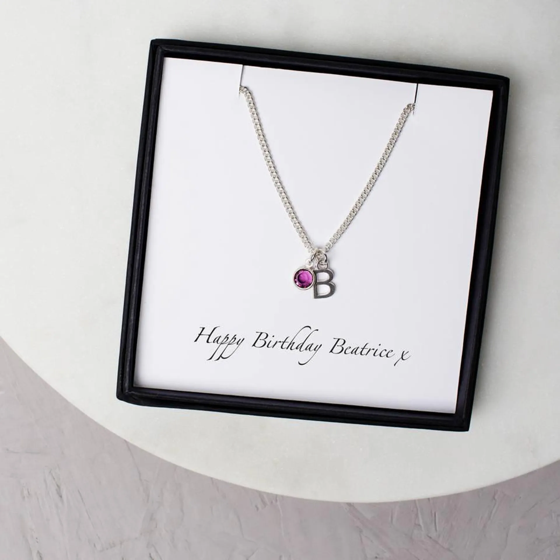 Personalised Swarovski Birthstone And Initial Necklace