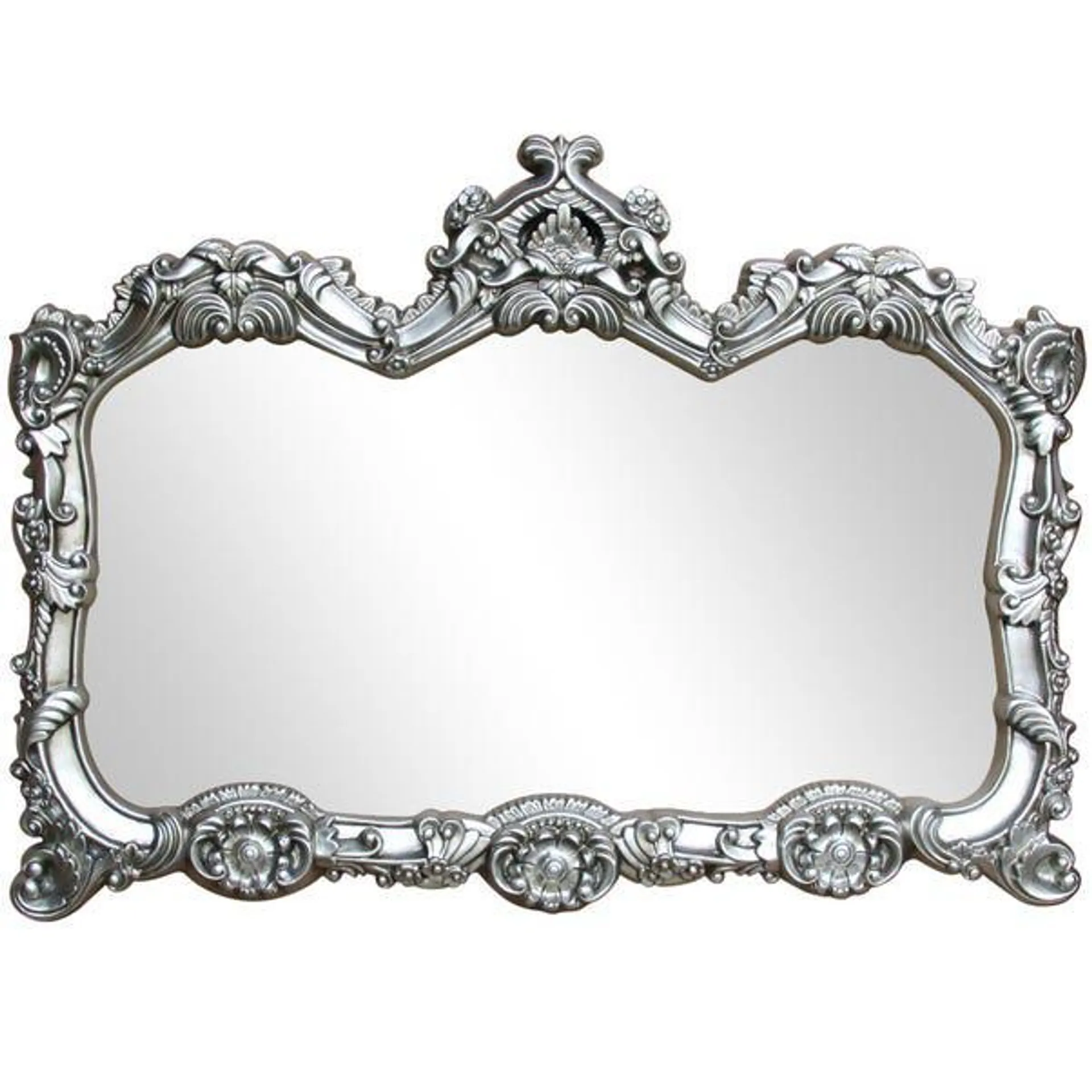 Ormolu Ornate Wall Mirror, Silver 85x117cm