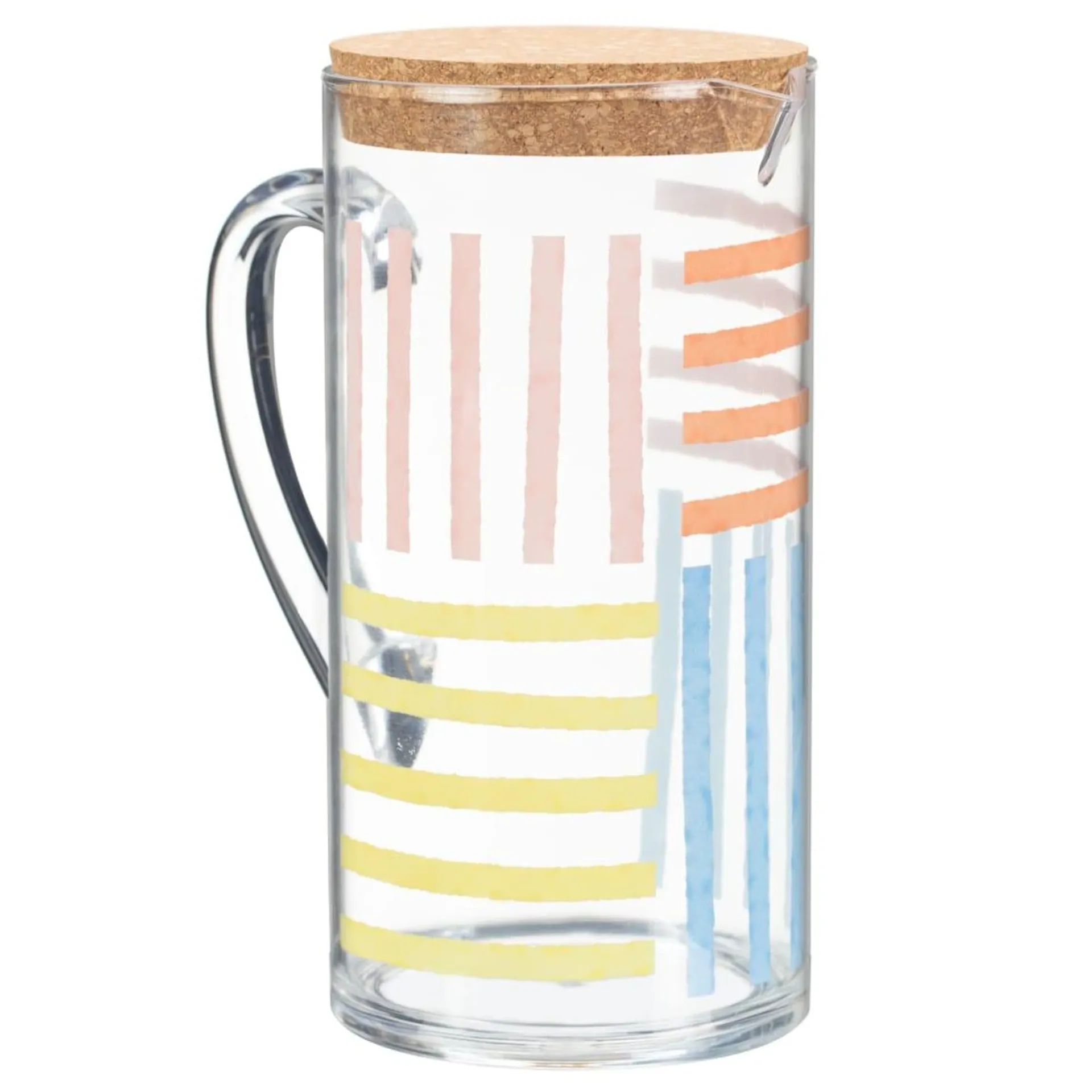 Stripe Printed Picnic Jug with Cork Lid