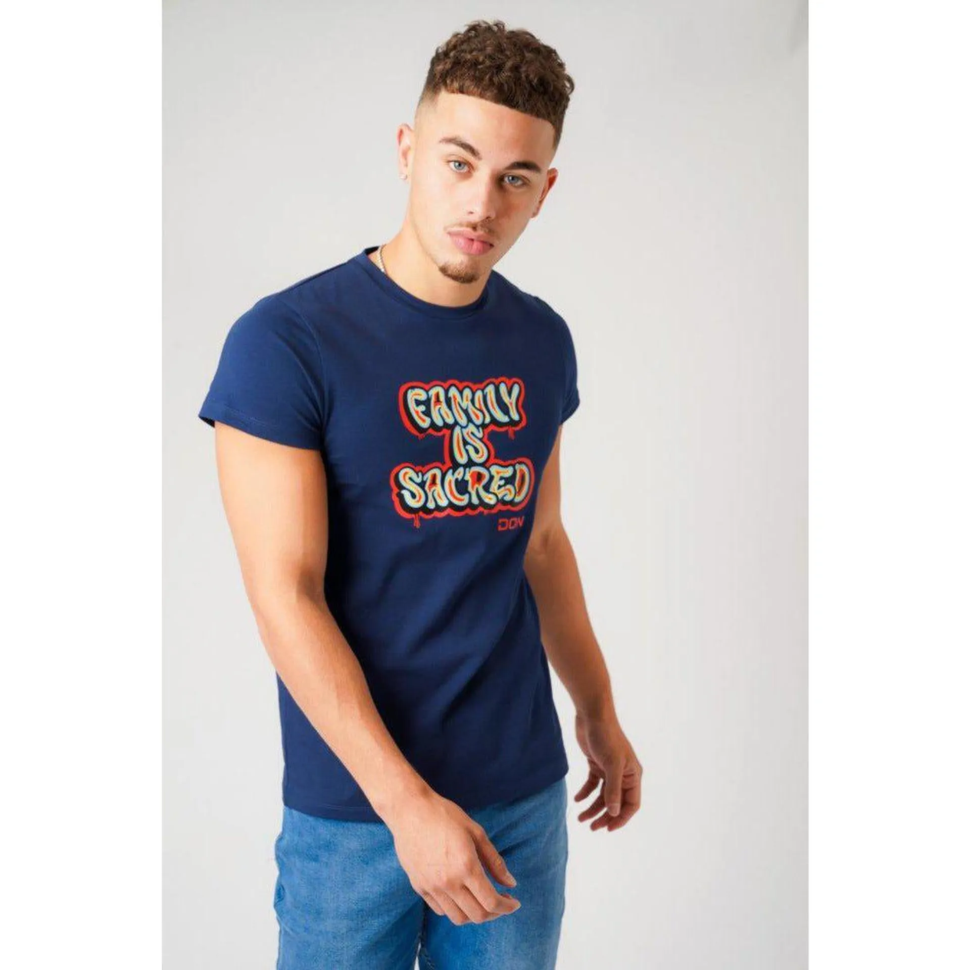 Don Jeans Family Is Sacred T-Shirt Navy