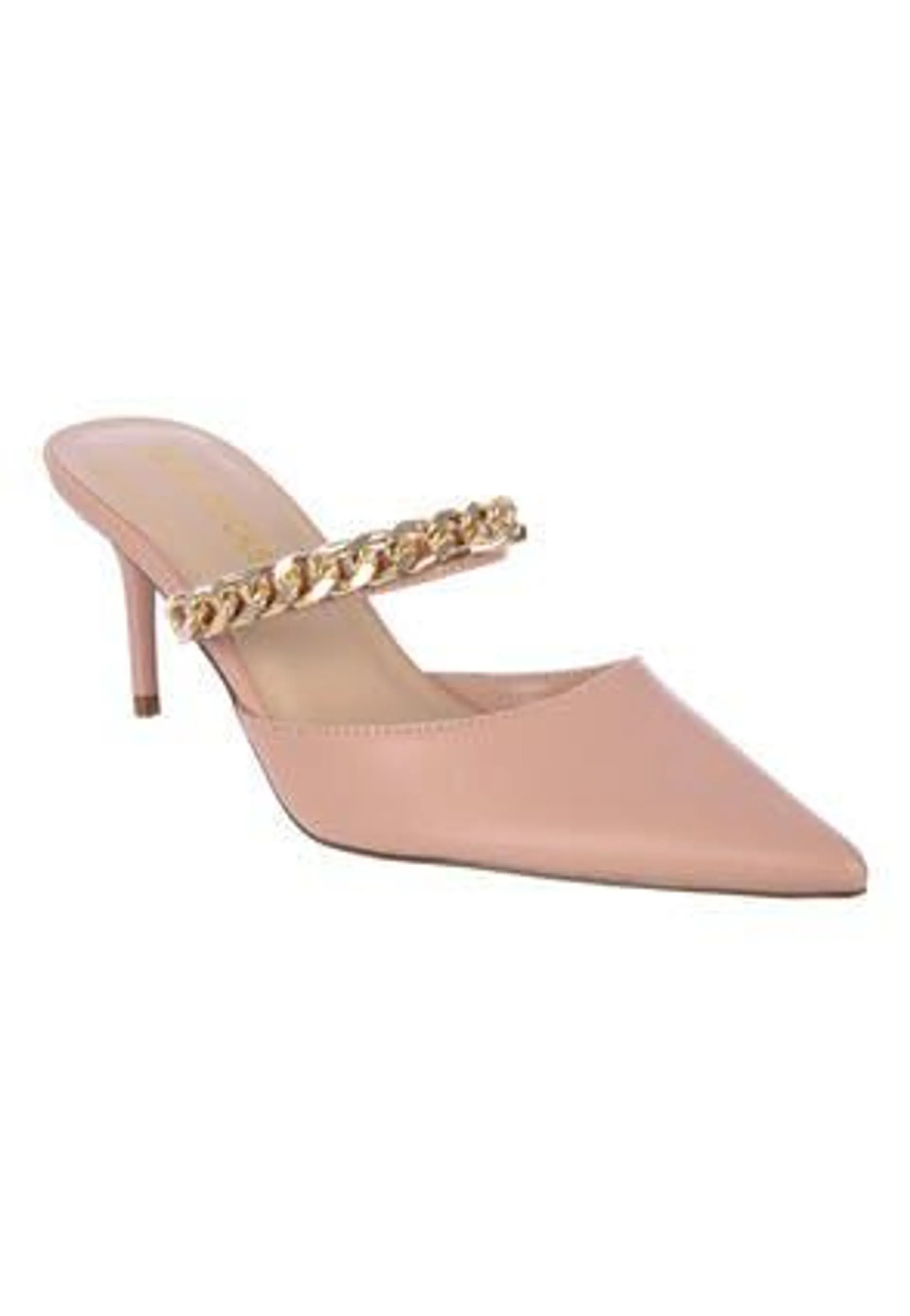 Womens Pink Chain Detail Mules