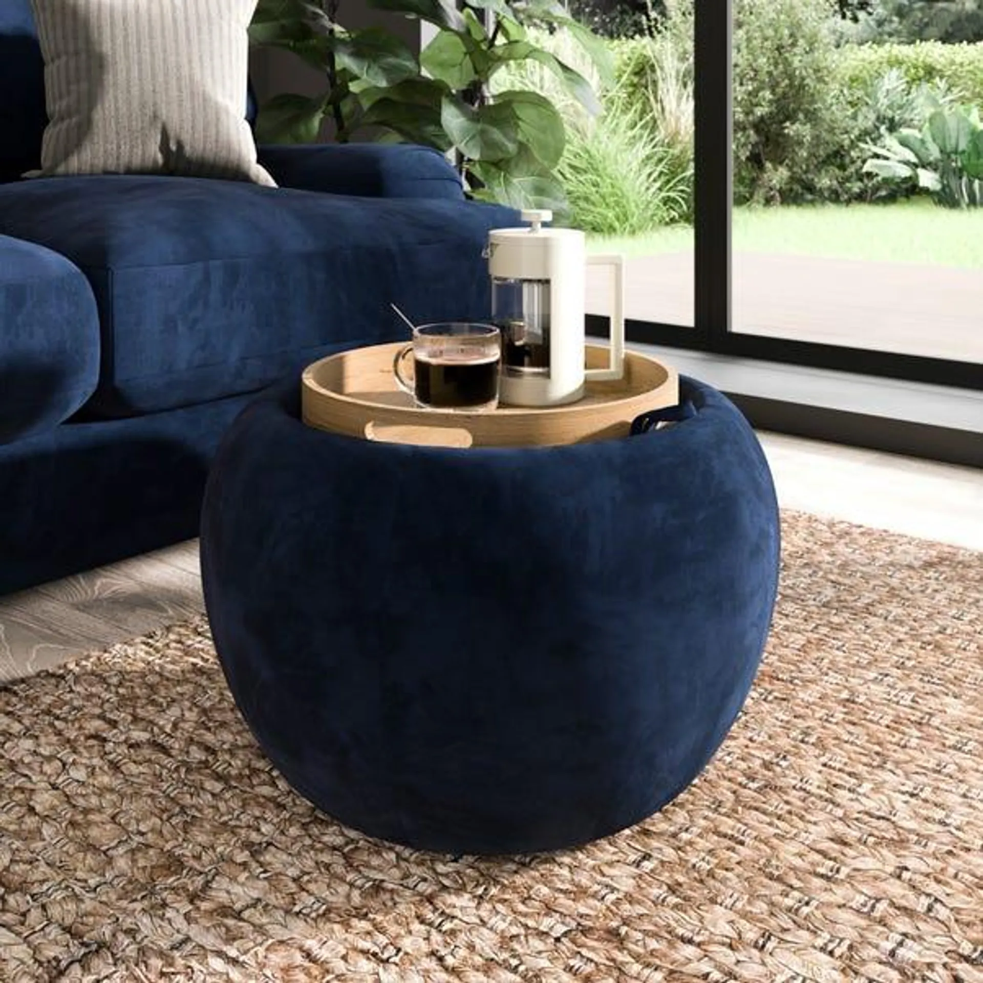 Callie Tray Table Storage Footstool Velvet