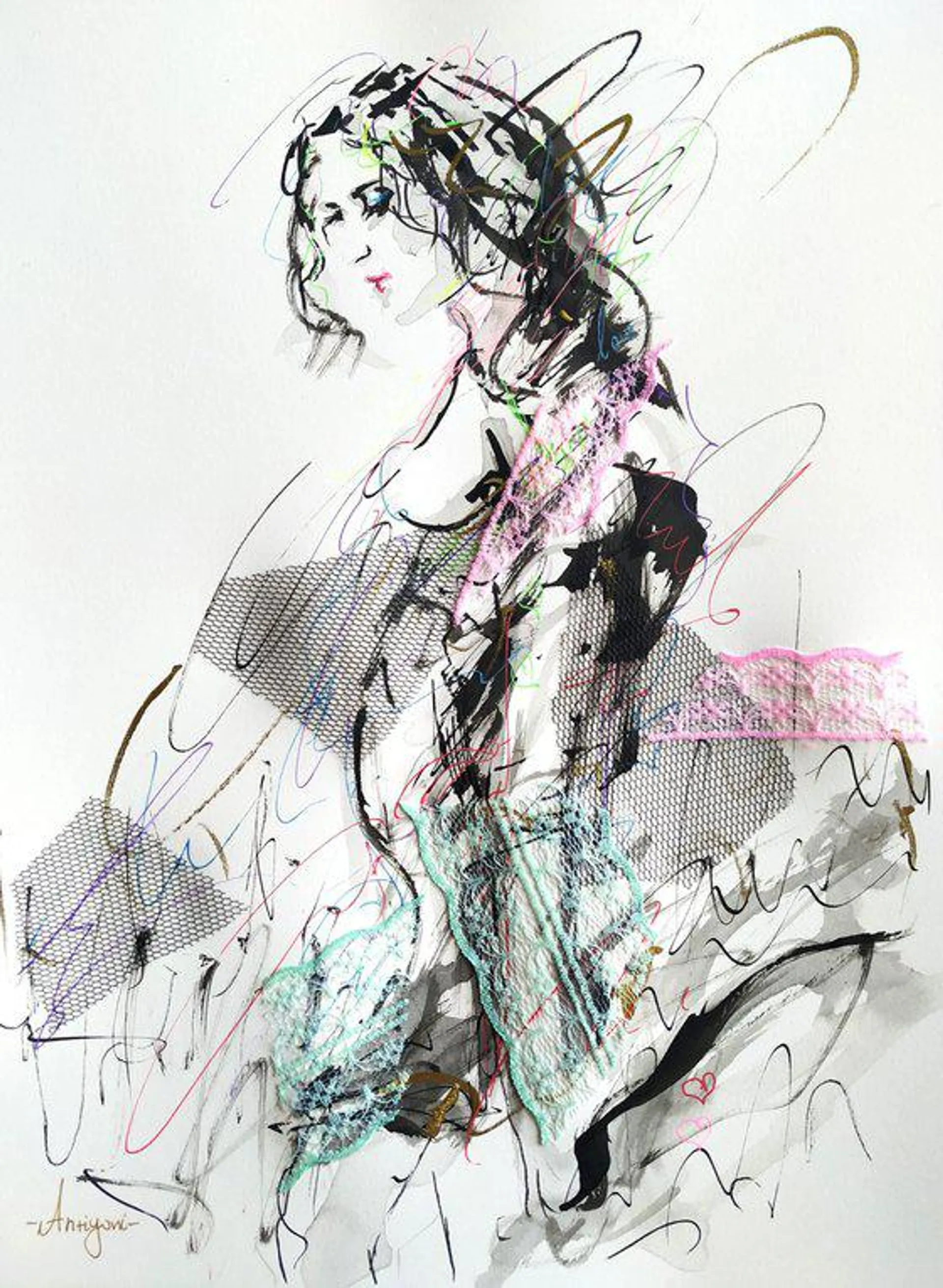 Woman ink drawing series-Figurative drawing on paper (2023)