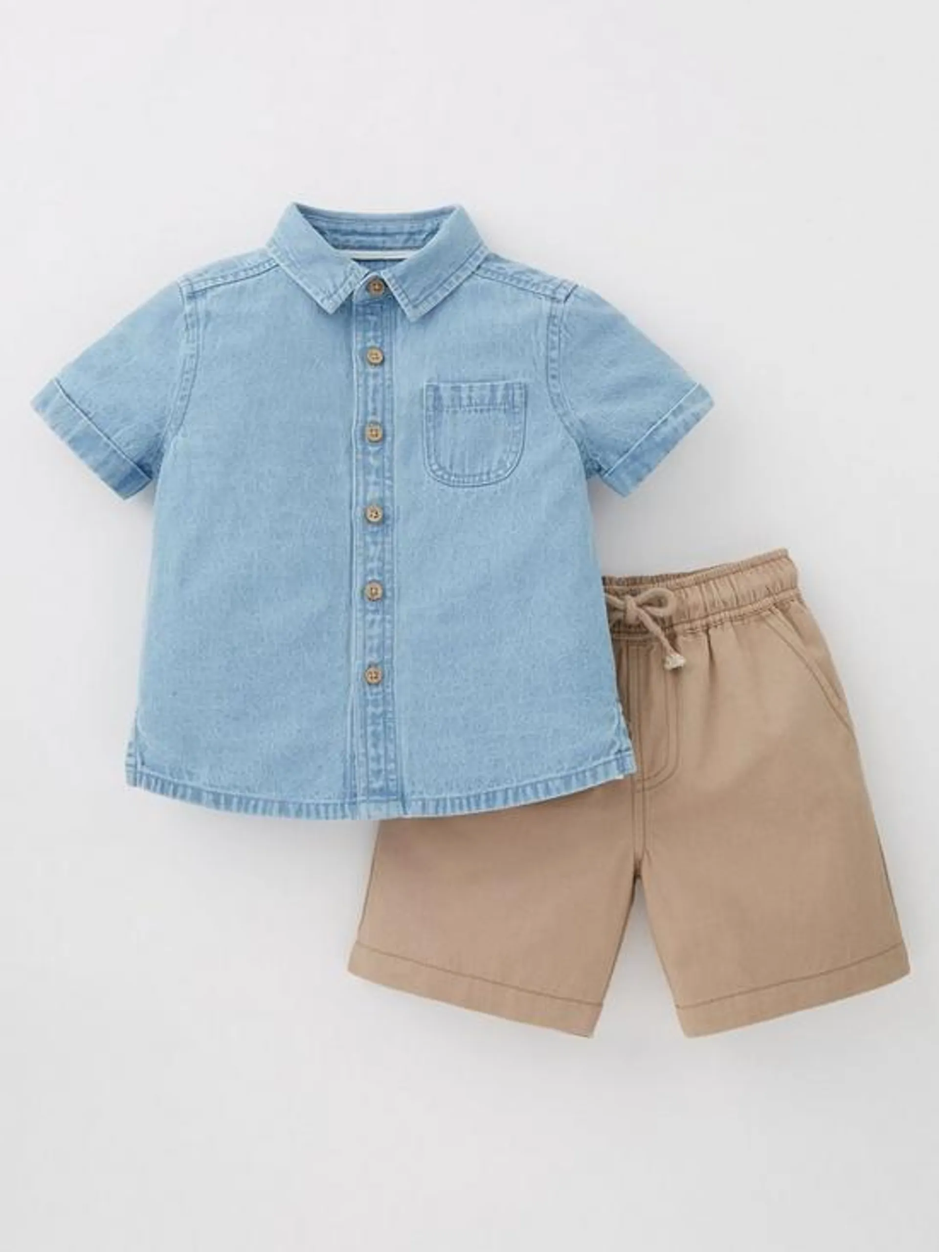 Boys Denim Shirt and Chino Set - Multi